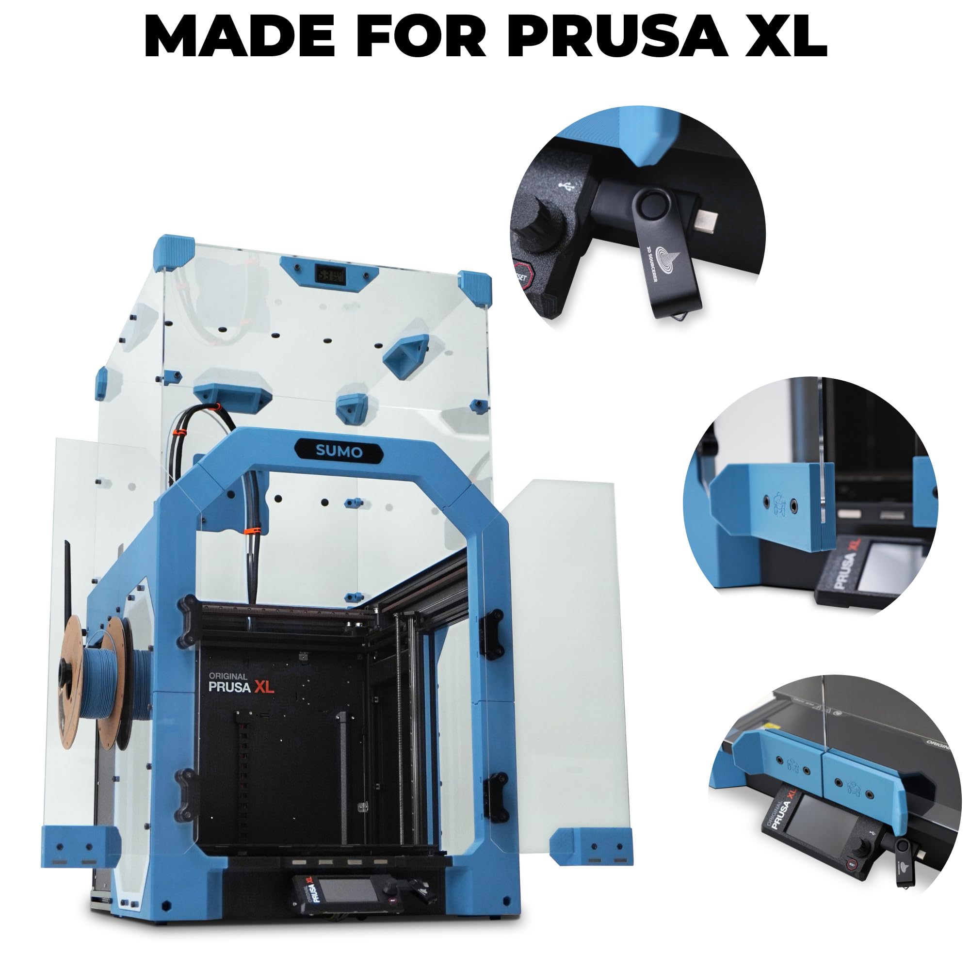 Prusa XL 3D Printer Enclosure Kit - Clear Plexiglass/Acrylic Cover with Fasteners, Hex Rods & Magnets | Includes Hygrometer for Filament Storage | Perfect for Home, Office & Workshop 3D Printing