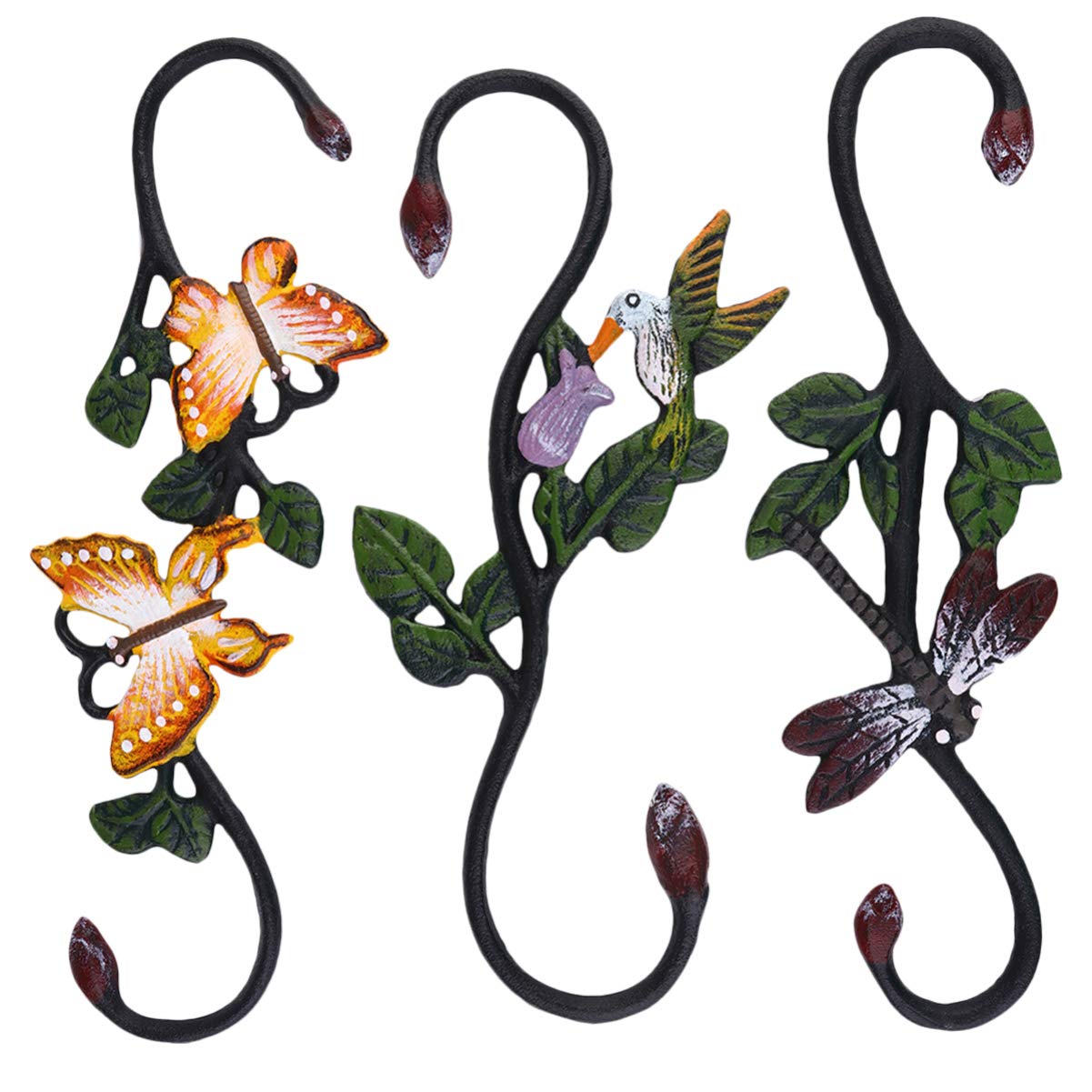 3pcs Decorative Iron Hooks for Flower Pots, Hanging Baskets & Garden Decor - Animal Shaped Wall Hooks for Indoor/Outdoor Use - Perfect for Balcony, Patio & Home Gardening Organization