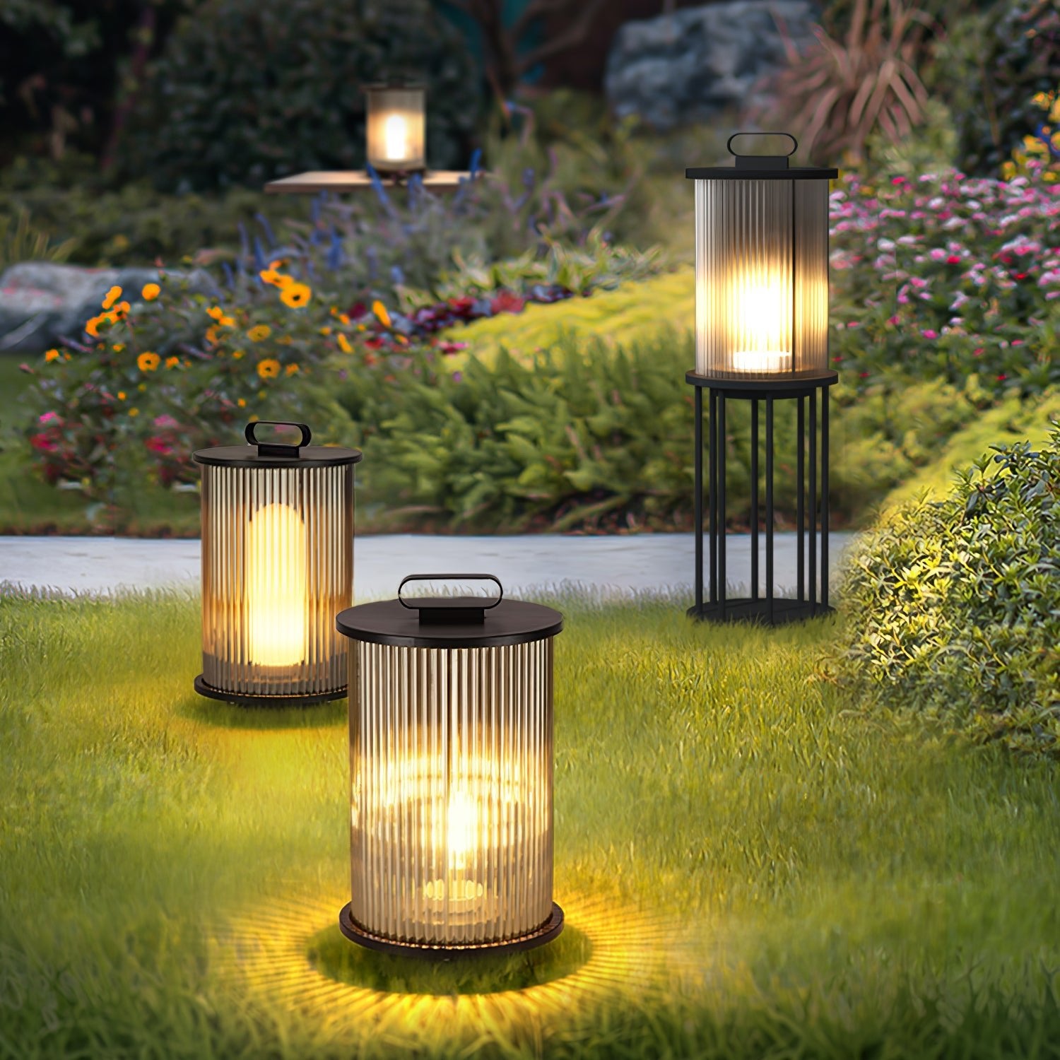 Solar Powered LED Lantern for Garden - Waterproof Outdoor Lighting for Patio, Yard, Pathway - Perfect for Camping, Backyard Decor, and Evening Ambiance