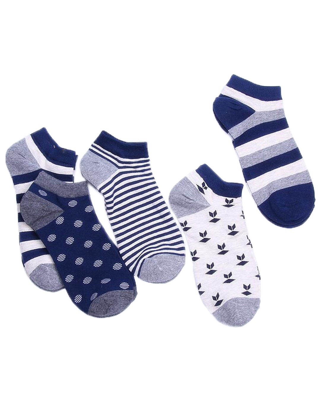 5 Pairs Men's Fashion Maple Leaf Print Striped Cotton Ankle Socks - Soft Breathable Socks for Casual Wear, Outdoor Activities & Daily Comfort