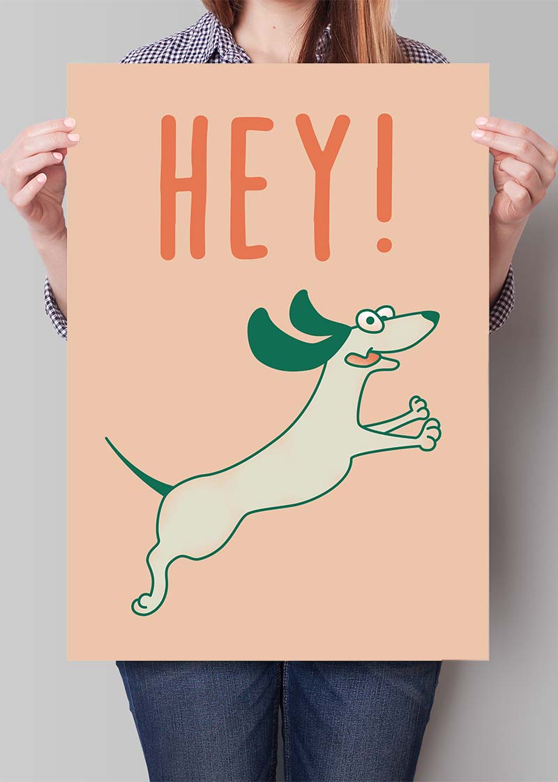 Hey Dog Funny Kids Print T-Shirt - Cute Animal Graphic Tee for Boys & Girls - Perfect for School, Playdates & Family Outings
