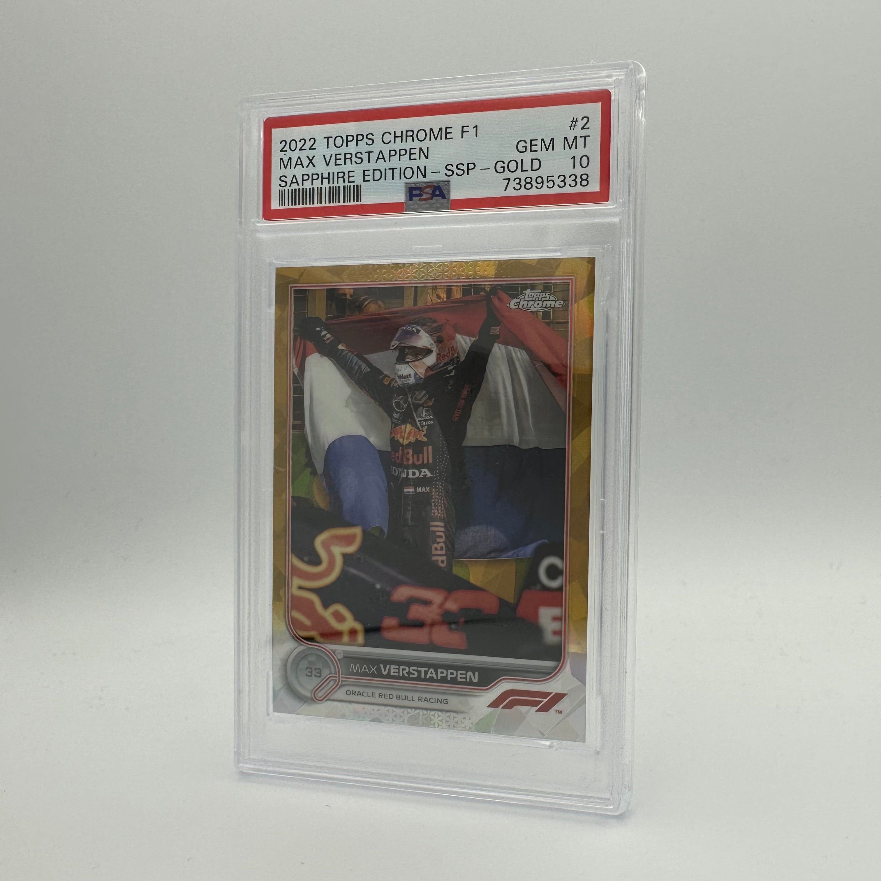 PSA 10 Graded 2008 Max Verstappen #2 Sapphire Edition SSP Gold Parallel - Rare F1 Racing Card for Collectors & Investors - Perfect for Display, Trading, and Portfolio Diversification