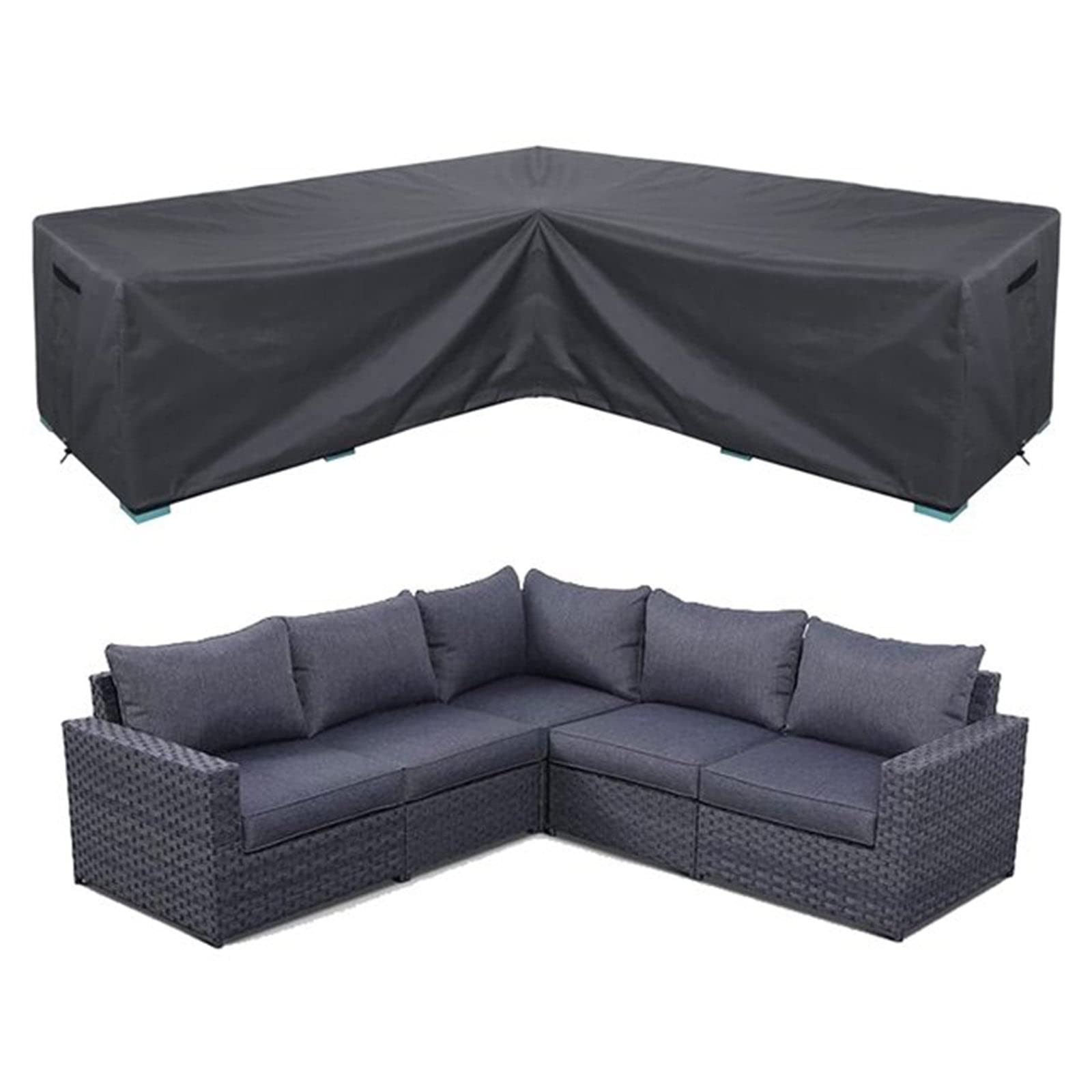 Waterproof Windproof Patio V-Shaped Sectional Sofa Cover - L-Shaped Outdoor Furniture Protector 33.5