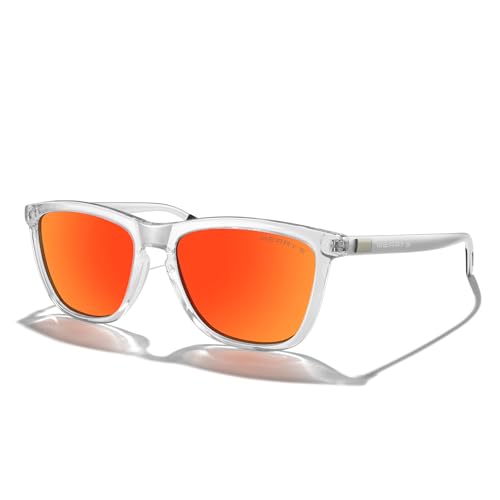 Transparent Frame/Red Mirror Lens/Silver Temples