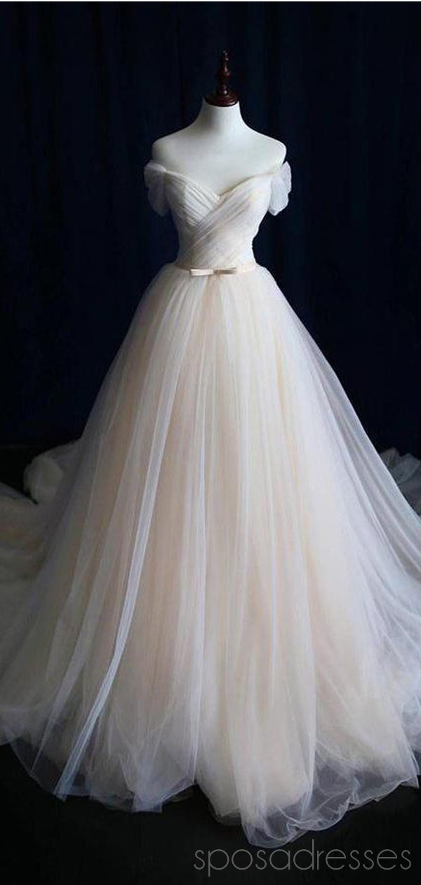 Elegant Off-Shoulder Ruffle Wedding Dress for Bride - Affordable Bridal Gown WD484 | Perfect for Beach Weddings, Vow Renewals & Romantic Photoshoots