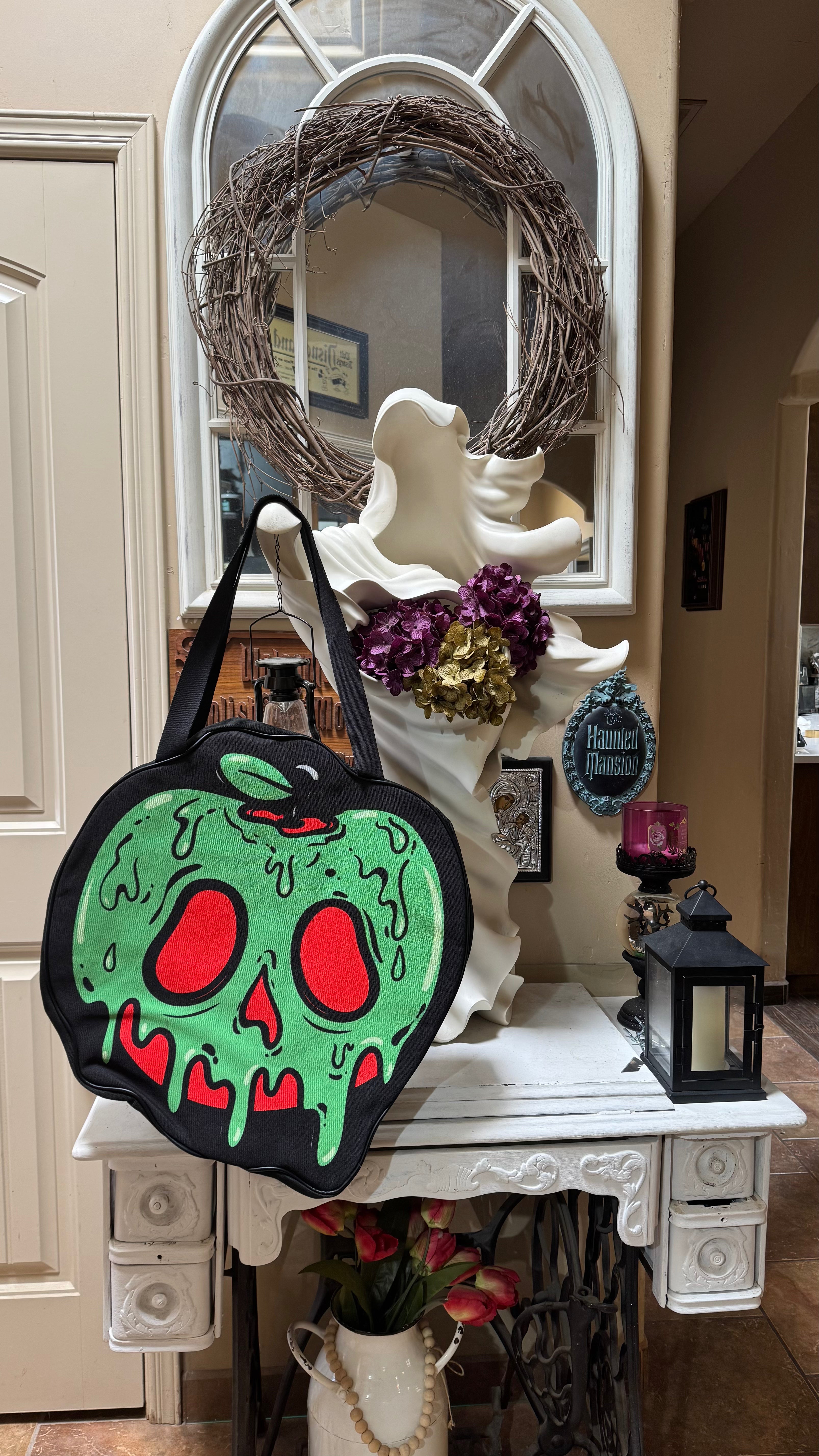 Poison Apple Oversized Canvas Tote Bag - Large Durable Shopping Bag for Women, Trendy Print Design - Perfect for Groceries, Beach Trips & Daily Use