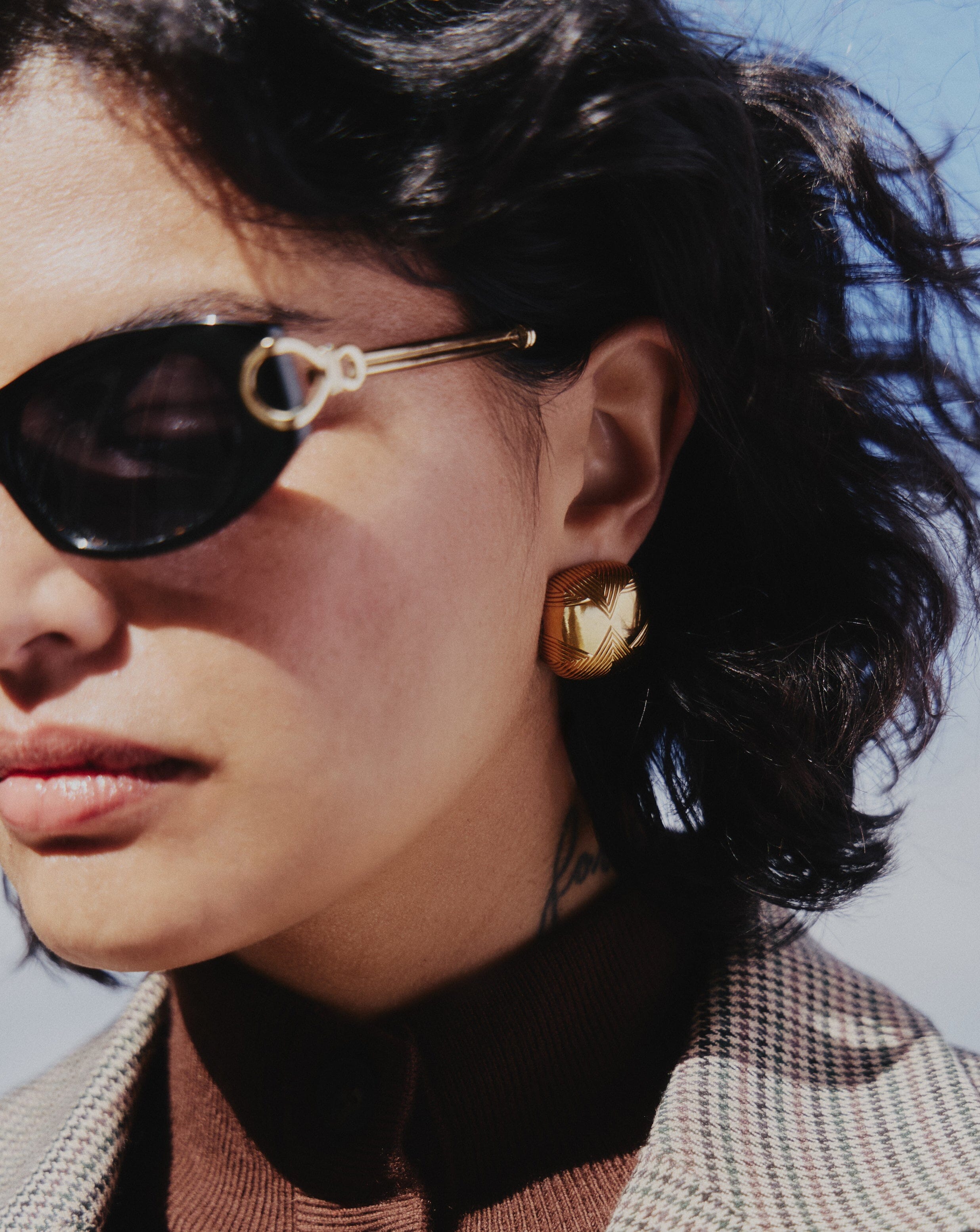 Hera Oversized Dome Ridge Stud Earrings - 18k Gold Plated Hoop Earrings for Women | Trendy Fashion Jewelry Gift for Birthday, Anniversary & Party Occasions