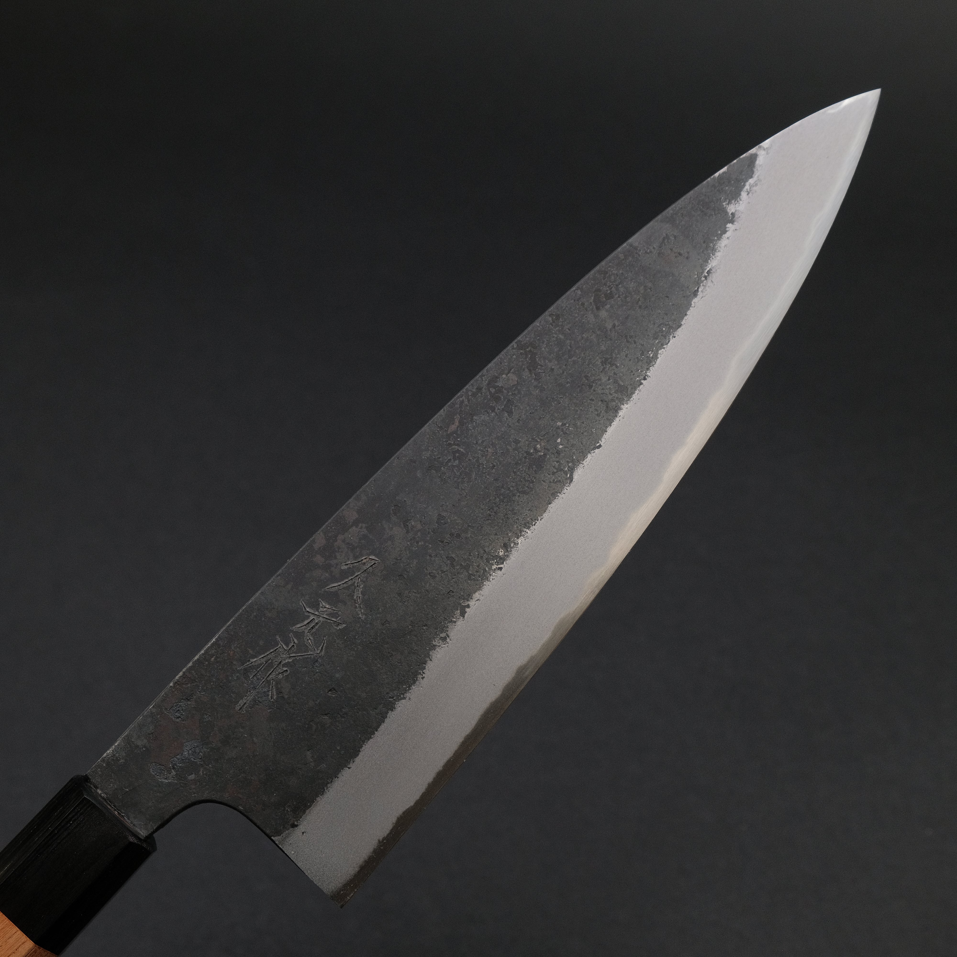 Premium Japanese Chef Knife - Morihei Hisamoto Kurouchi White #2 Extra Height Gyuto 210mm with Keyaki Zelkova Handle - Professional Kitchen Knife for Slicing, Dicing & Meat Cutting - Perfect for Chefs & Home Cooks