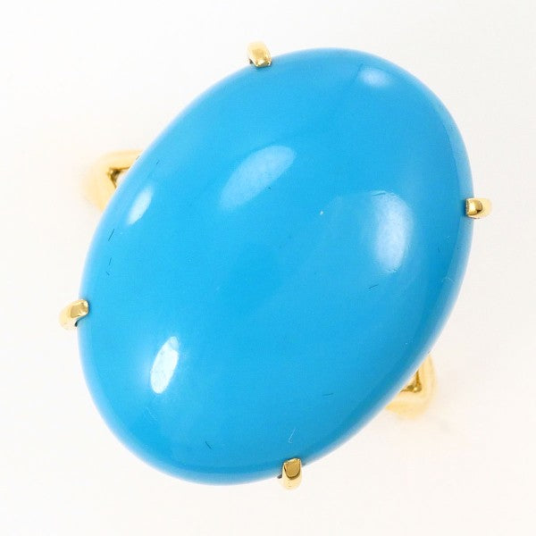 18K Yellow Gold Turquoise Ring for Women – Handmade Genuine Turquoise Jewelry, Dainty Boho Stacking Ring, Perfect for Gifts, Weddings & Everyday Wear