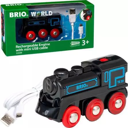 BRIO Rechargeable Engine with Mini USB Cable - Fast Charging for Kids Toy Trains, RC Cars & DIY Projects | Perfect for Playtime, STEM Learning & Model Train Enthusiasts