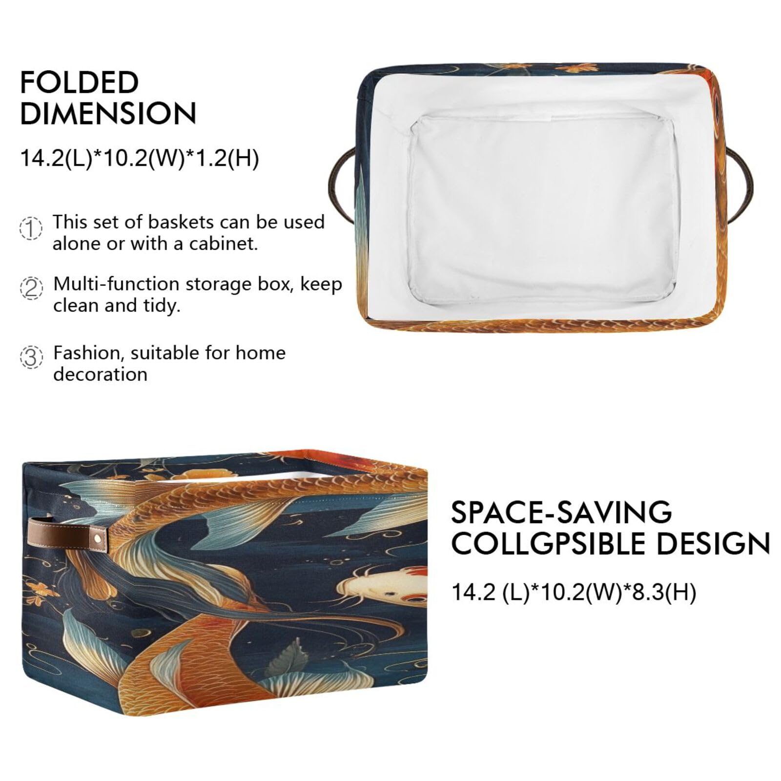 Large Foldable Storage Baskets with Handles - 2 Pack Closet Organizers & Home Storage Bins for Shelves, Bedroom, Laundry Room | Space Saving Organization Solution for Clothes, Toys & Household Items