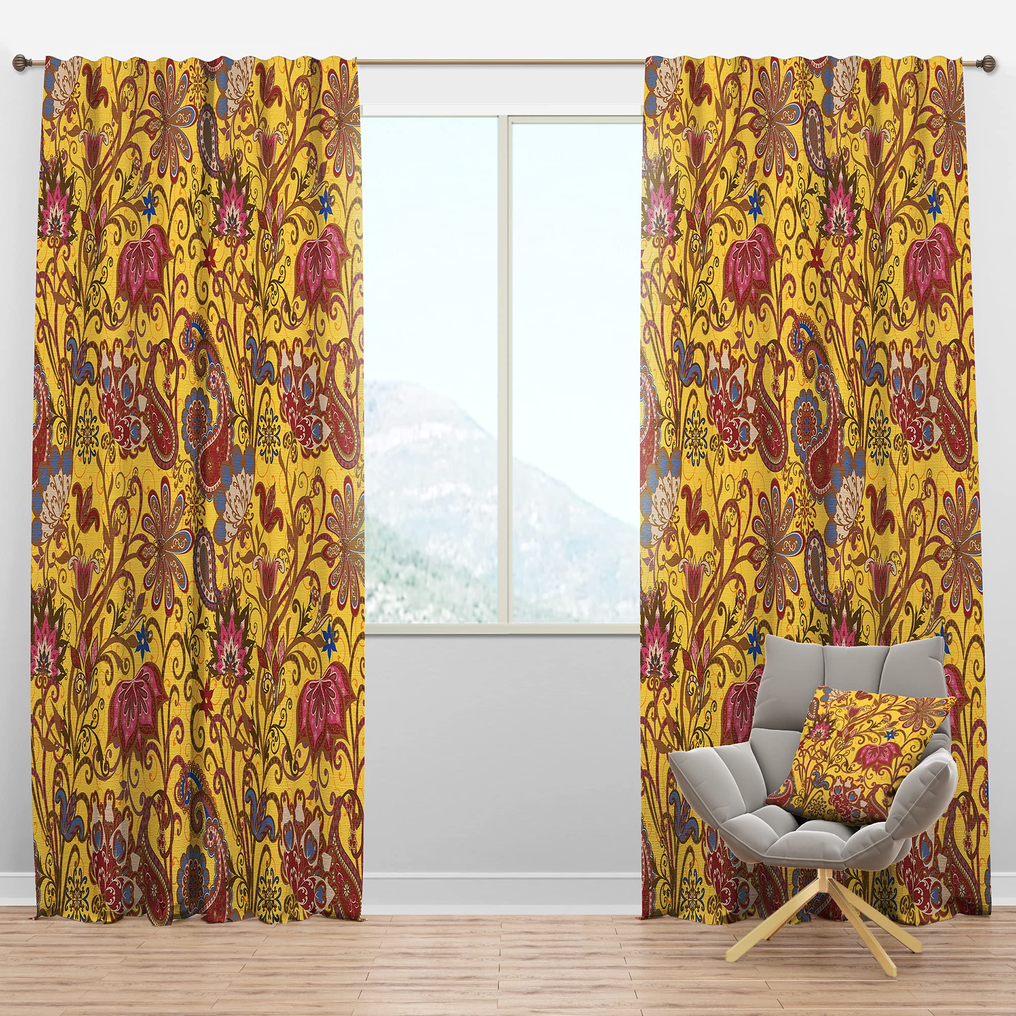 Blackout Curtains Ethnic Traditional Style - Thermal Insulated Single Panel Window Drapes 52x120 for Bedroom & Living Room - Perfect for Light Blocking, Privacy, and Energy Efficiency