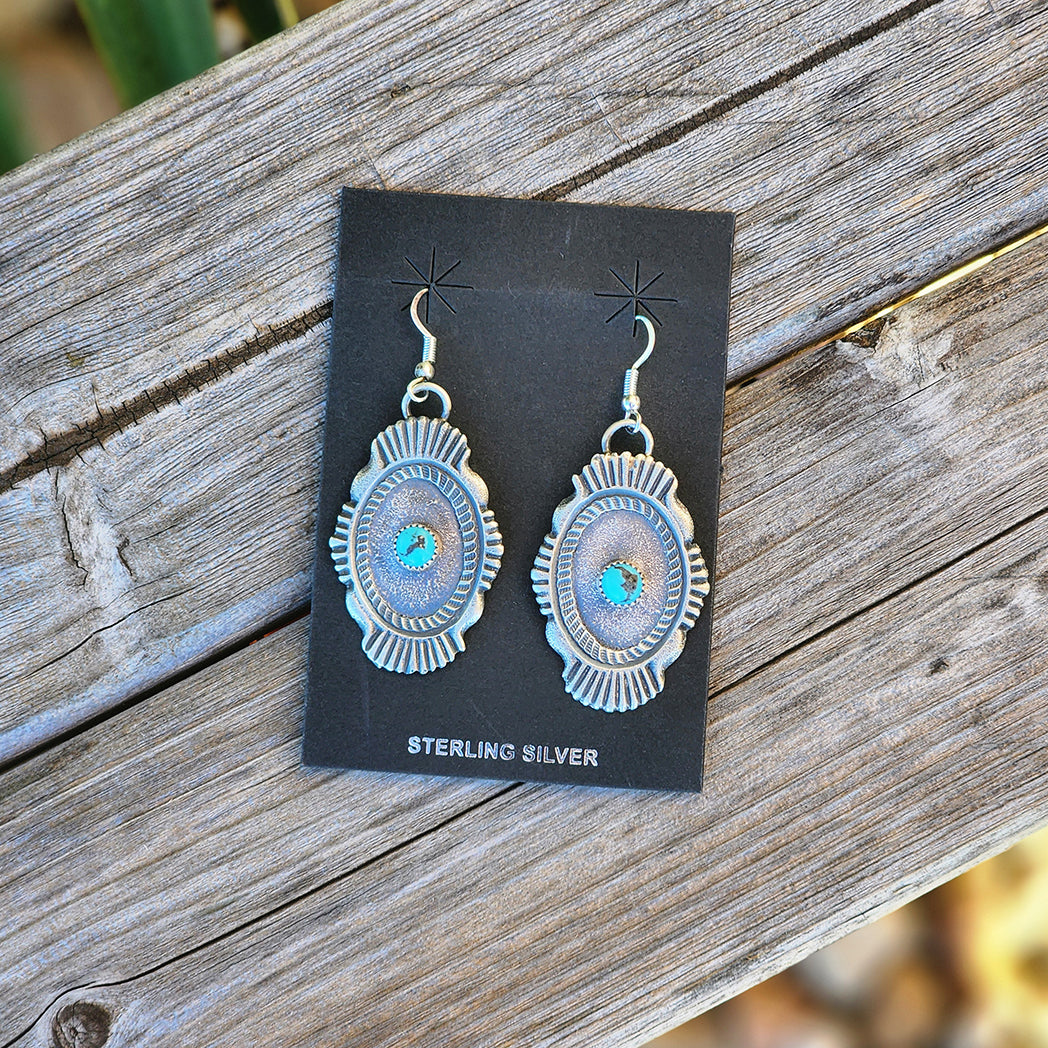 Henrietta Turquoise Earrings for Women – Handmade Sterling Silver Dangle Earrings – Boho Chic Jewelry for Casual Wear & Special Occasions