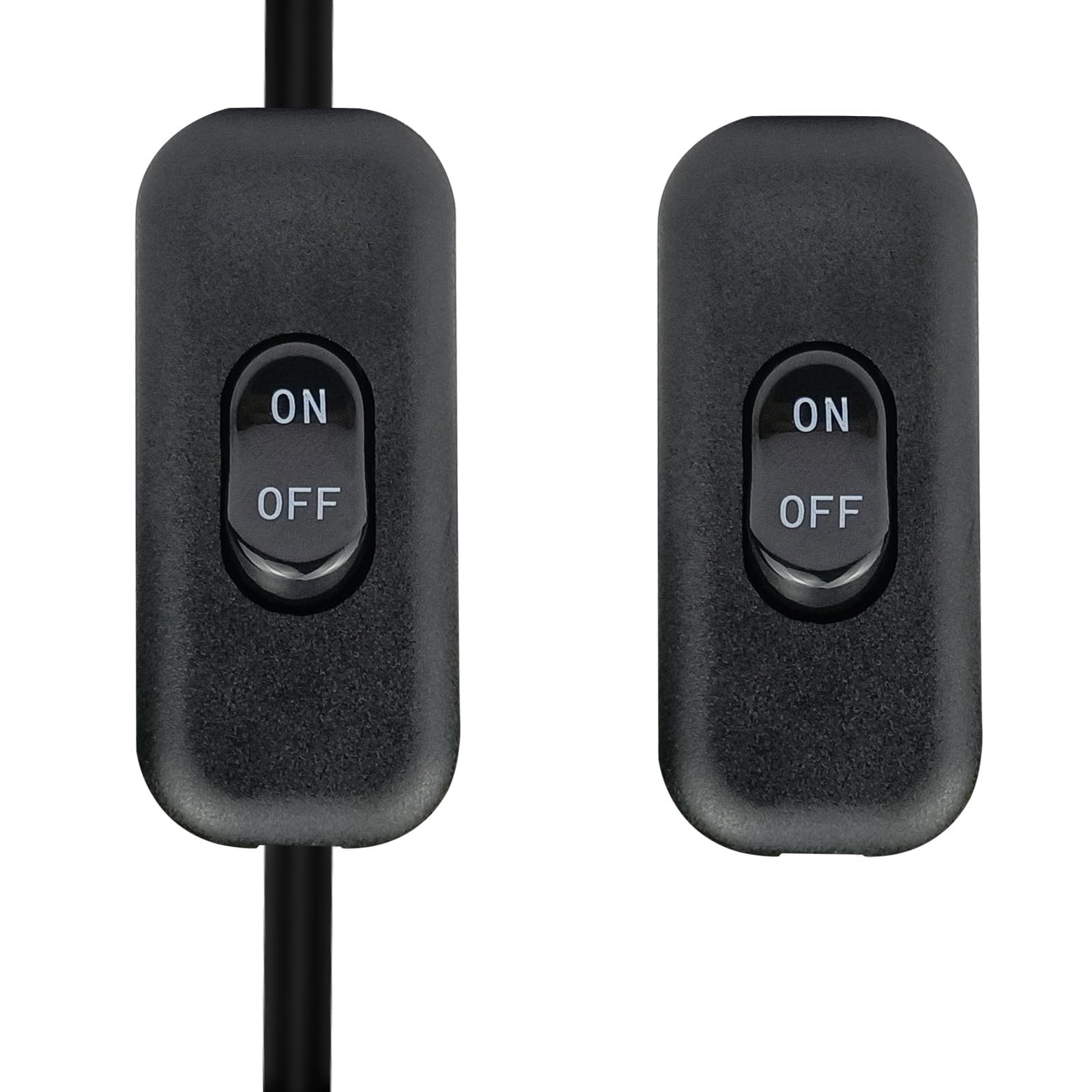 Inline Cord Switch - XGJUCE Rocker Button Appliance Switch AC 250V 6A, Lamp Control Power Cord Switch for Table Lamps, LED Lights & Bedroom Lighting (2 Pack, Black) | Perfect for Nightstand Lamps, Reading Lights & Home Decor