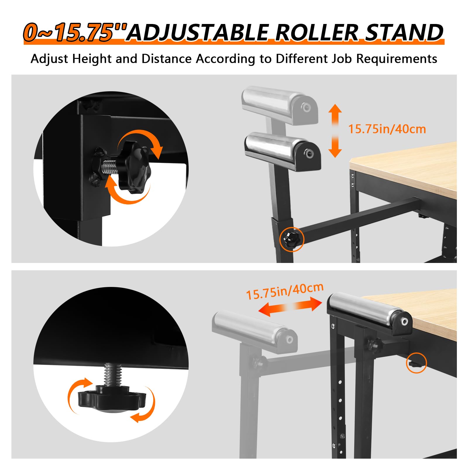 Heavy-Duty Rolling Planer Stand - 550 lbs Capacity Adjustable Miter Saw Table with Wheels & Extension Rollers for Woodworking Tools - Perfect for Workshop, Job Site & DIY Projects