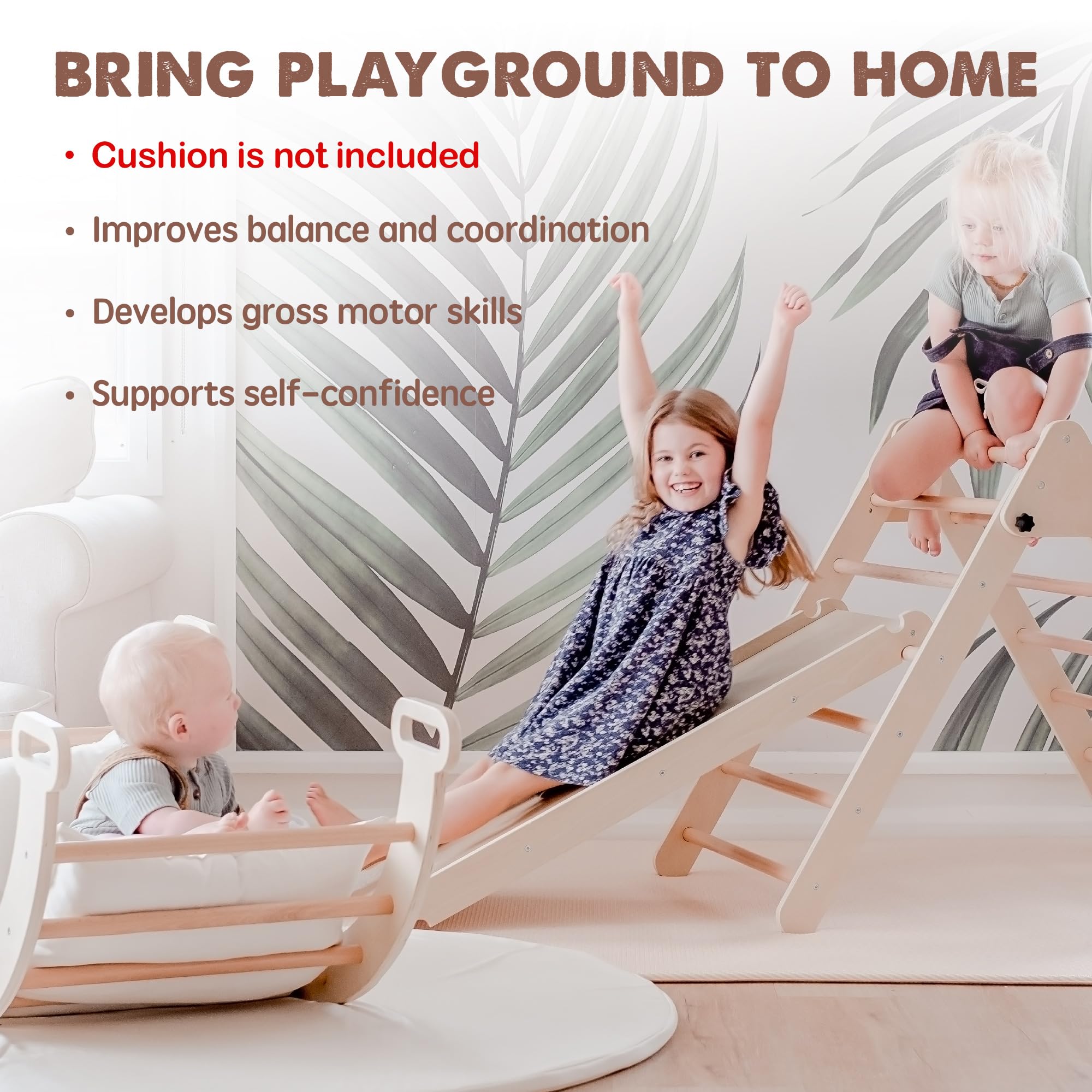 **Tiny Land 5-in-1 Foldable Pikler Triangle Set – Montessori Climbing Toy for Toddlers 2+ | Indoor Jungle Gym & Playground for Kids – Perfect for Home, Daycare & Playrooms**