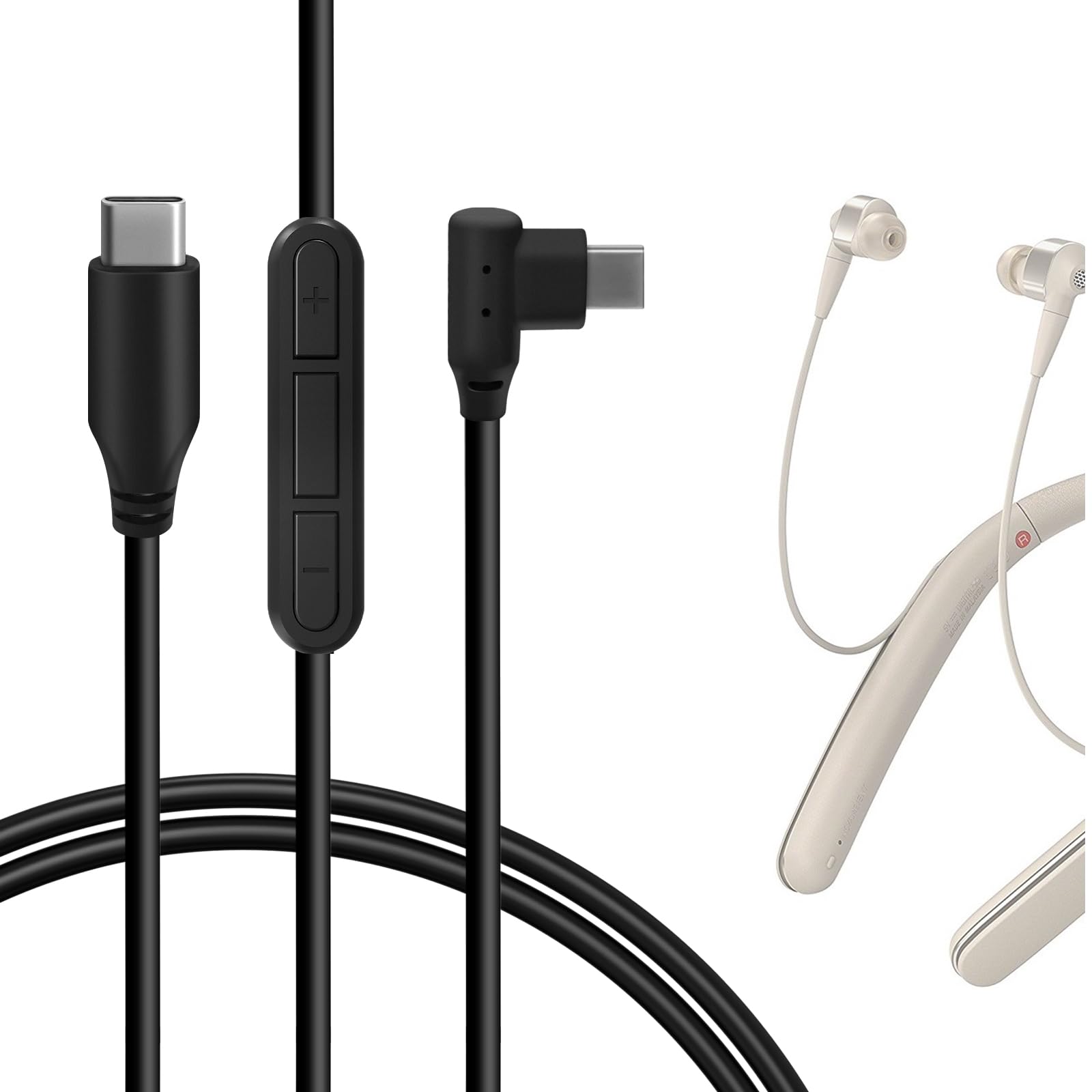 Geekria USB-C to 3.5mm Audio Cable with Microphone - Compatible with Sony WI-1000X, WI-H700, MDR-EX750BT & JVC HA-FD70BT, HA-FX99XBT Headphones - 5ft/1.5m Replacement Stereo Cord for Gaming, Music & Phone Calls