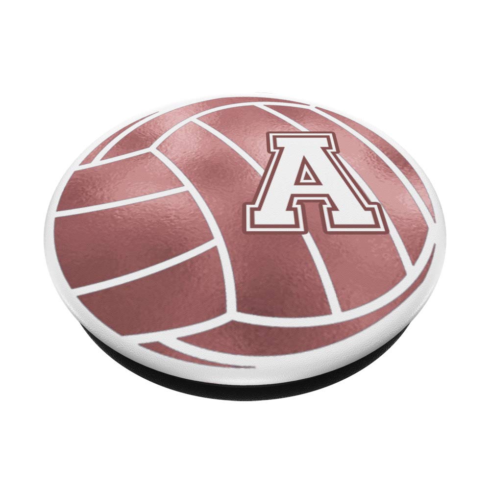 Rose Pink Volleyball Phone Grip - Personalized Name Starts with Letter A - Perfect Gift for Volleyball Players & Fans - Great for Games, Practice, and Cheering from the Stands