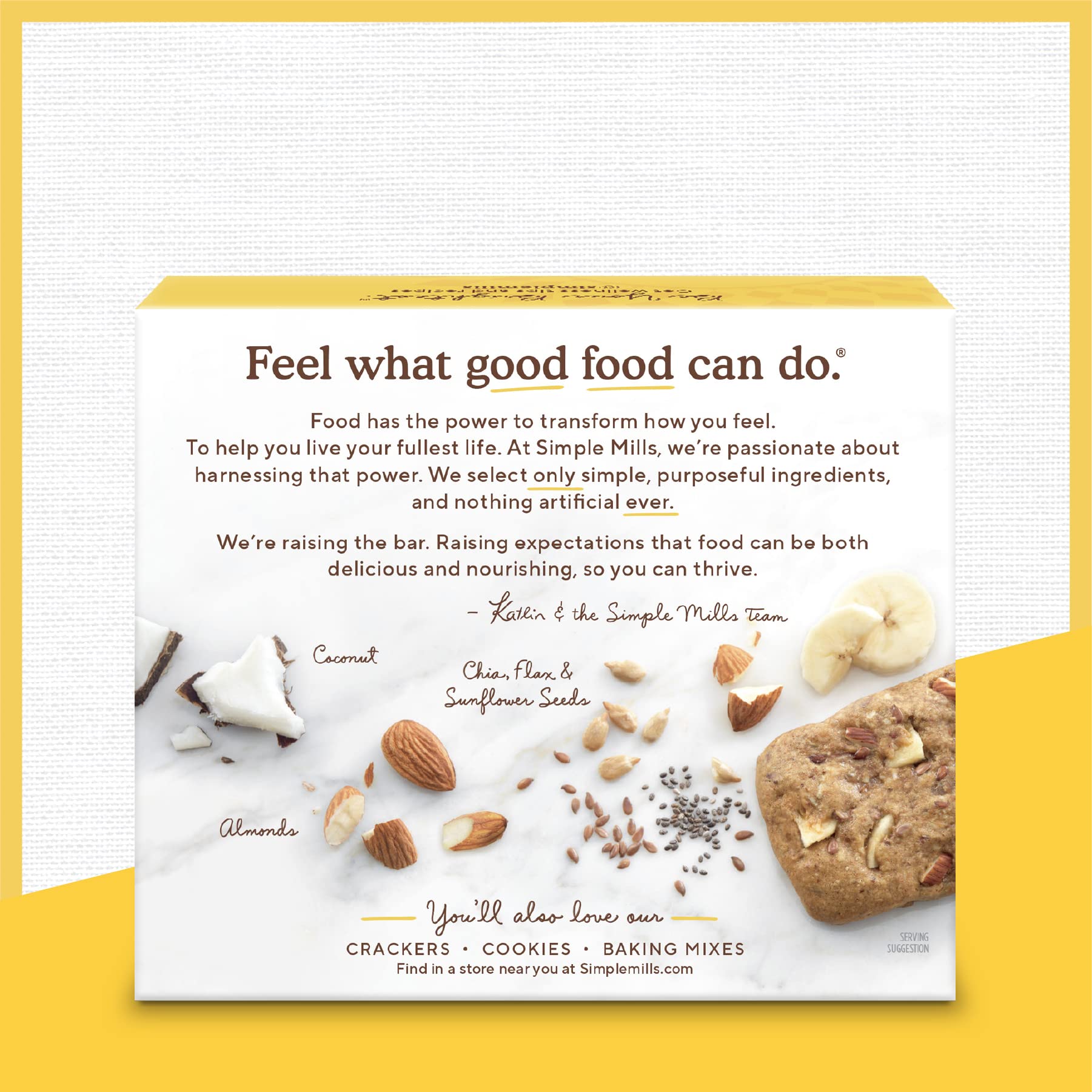 Simple Mills Almond Flour Snack Bars - Nutty Banana Bread | Gluten Free, Paleo Friendly, Organic Coconut Oil | Healthy Breakfast & On-the-Go Snacks | 6 Ounce (Pack of 6) | Perfect for Work, School & Outdoor Activities