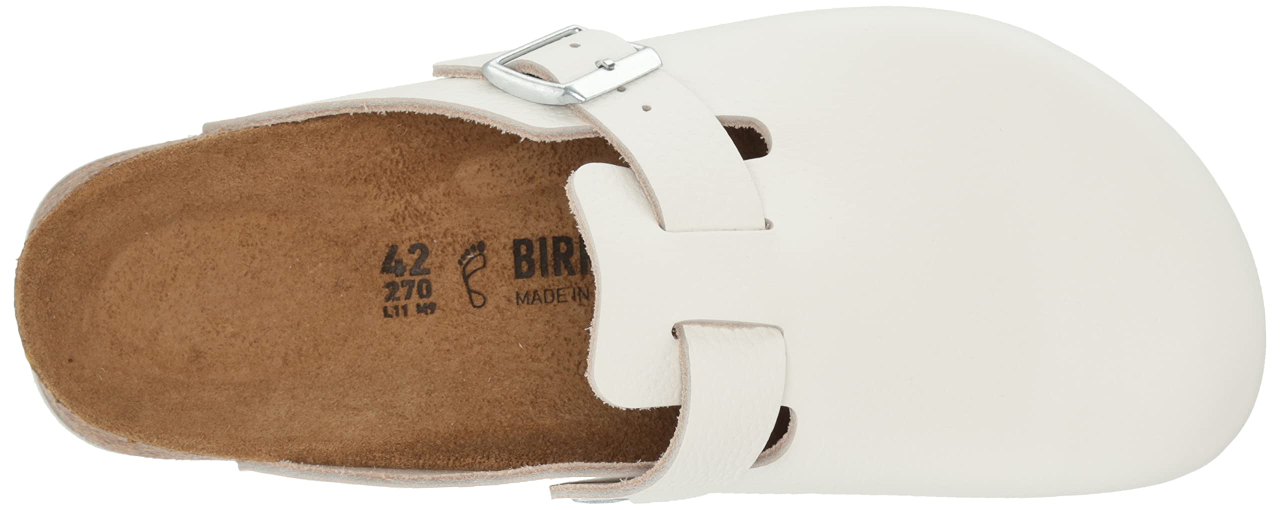 Birkenstock Boston Unisex Leather Clogs - White, EU 35 (US Women's 4-4.5) | Comfortable Slip-On Shoes for Home, Office & Casual Wear