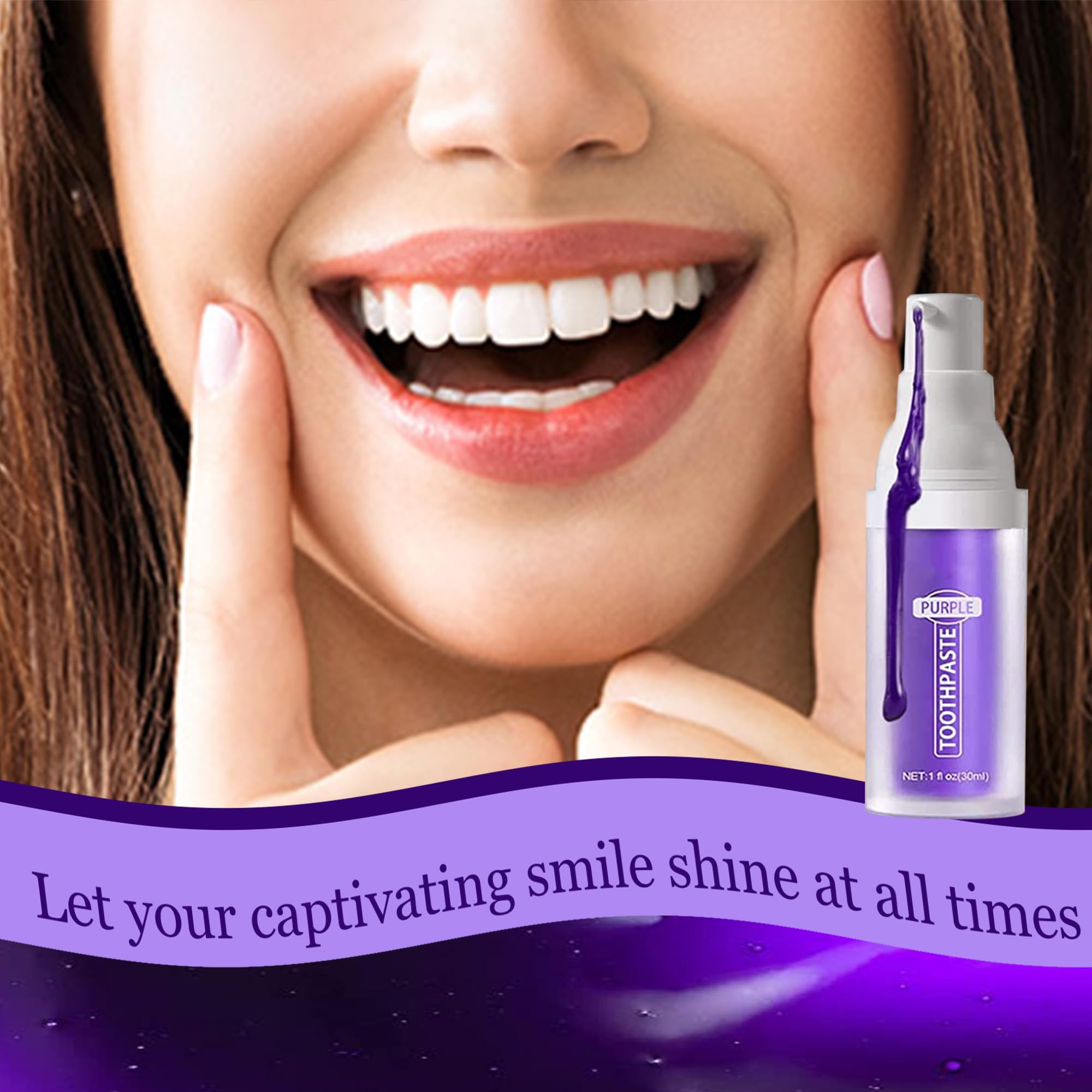 Purple Teeth Whitening Toothpaste - Professional Anti-Tartar & Stain Removal Formula for Brighter Smile | Perfect for Daily Oral Care & Coffee/Tea Drinkers
