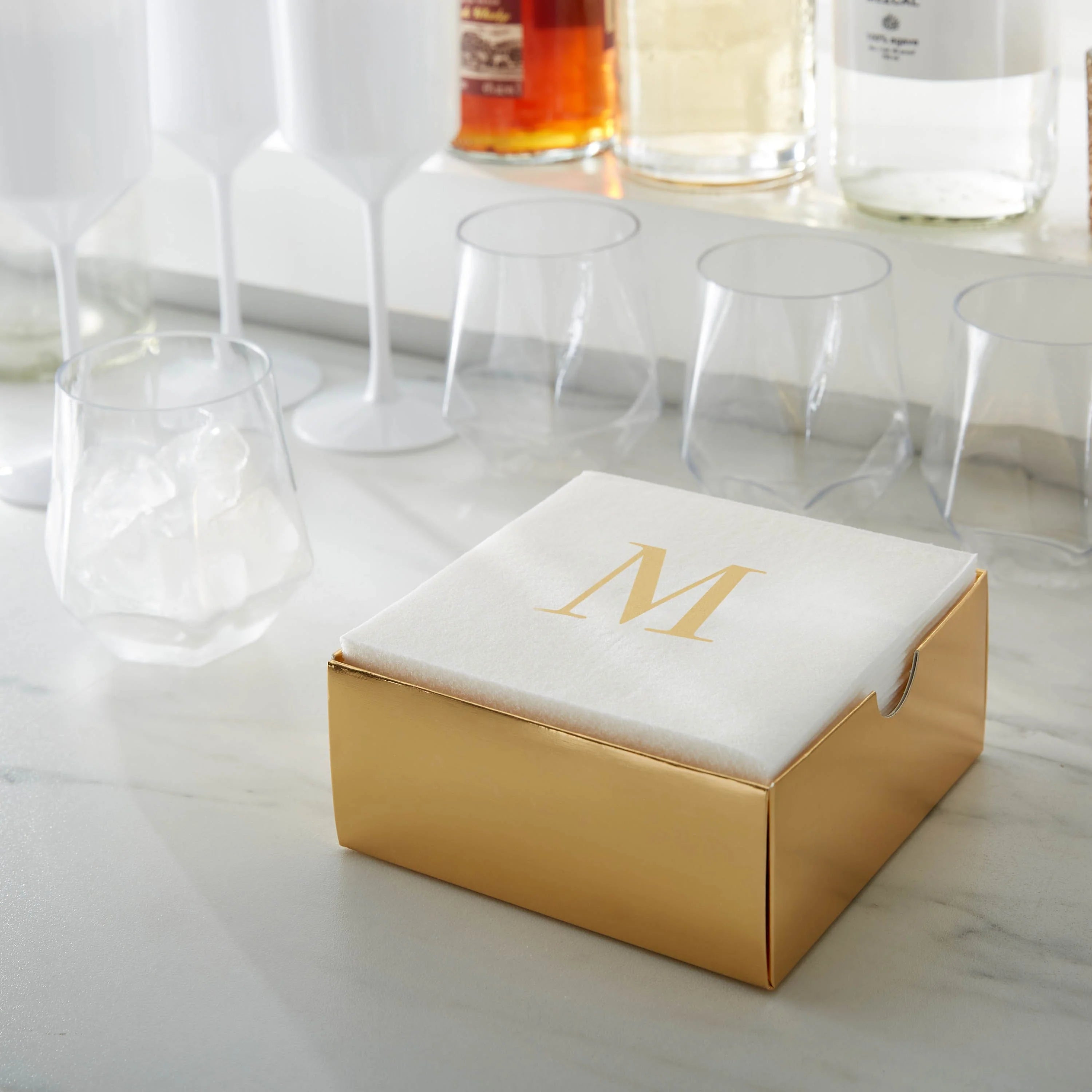 32-Pack Gold Metallic Cocktail Napkins - Elegant Airlaid Paper Serviettes for Parties, Weddings & Special Events