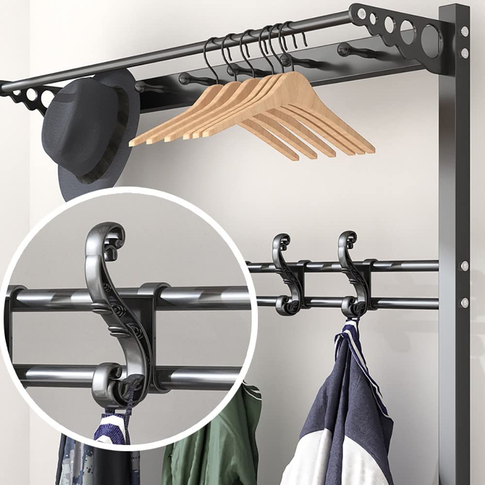 4-in-1 Metal Coat Rack with Shoe Bench - 15 Hooks & 2-Tier Shoe Storage | Entryway Organizer for Jackets, Hats & Shoes | Space-Saving Solution for Hallway, Bedroom & Closet Organization