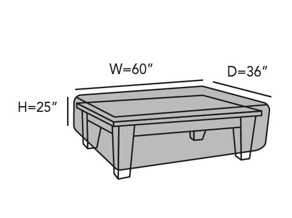 Waterproof Rectangular Accent Table Cover for Patio & Outdoor Furniture - 600D Ripstop Polyester Ottoman/Side Table Protector (60