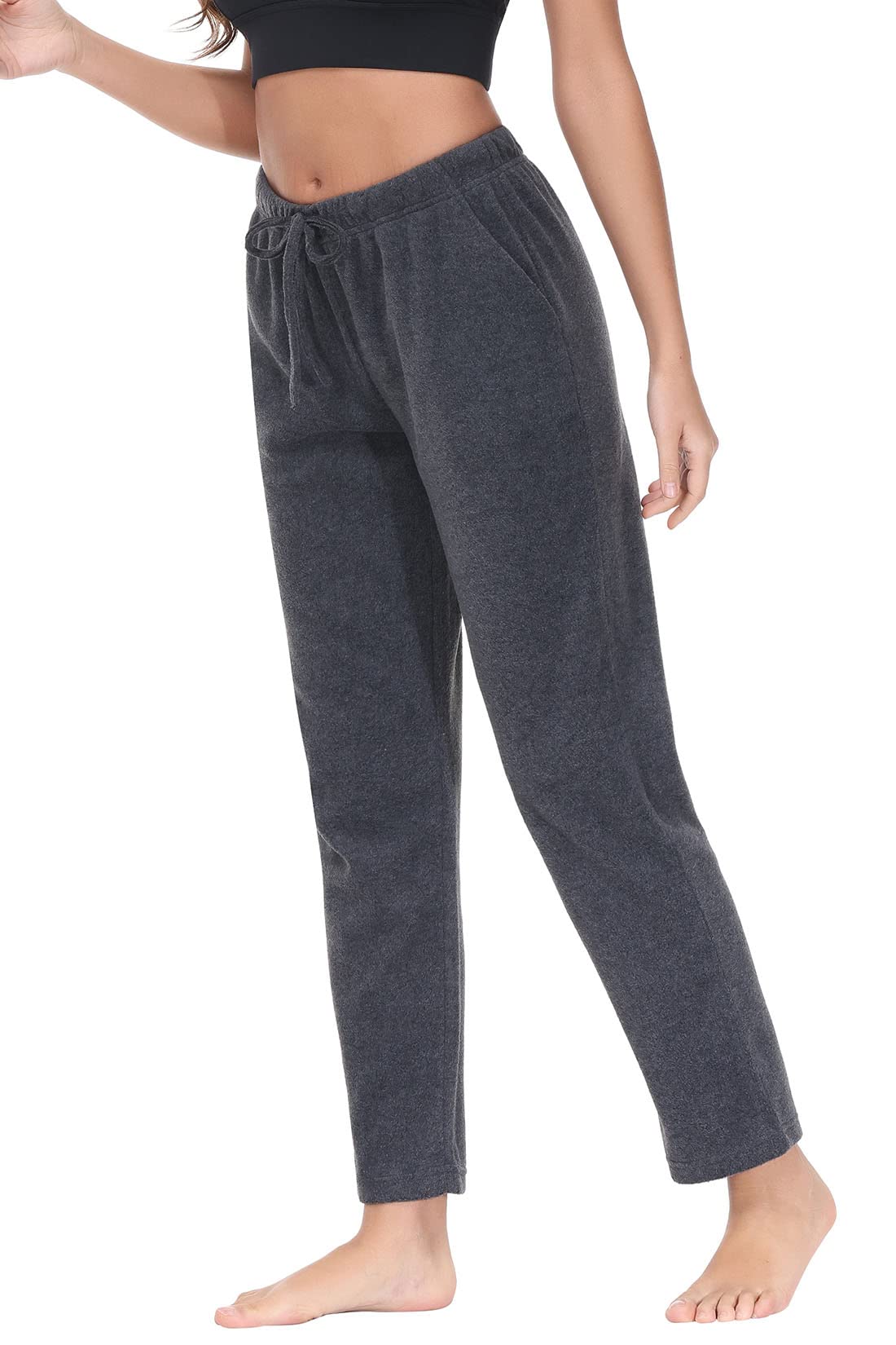 COZZIPLUS Women's Lightweight Polar Fleece Lounge Sweatpants - Straight Leg Fleece Pajama Pants with Pockets for Winter Comfort & Home Relaxation | Perfect for Lounging, Sleeping & Casual Wear