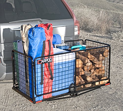 Lockable Carpod Cargo Carrier Hitch Basket - 14 cu ft Storage, 450 lb Capacity | Durable Galvanized Steel Frame | Folds Flat for Easy Storage | True 2