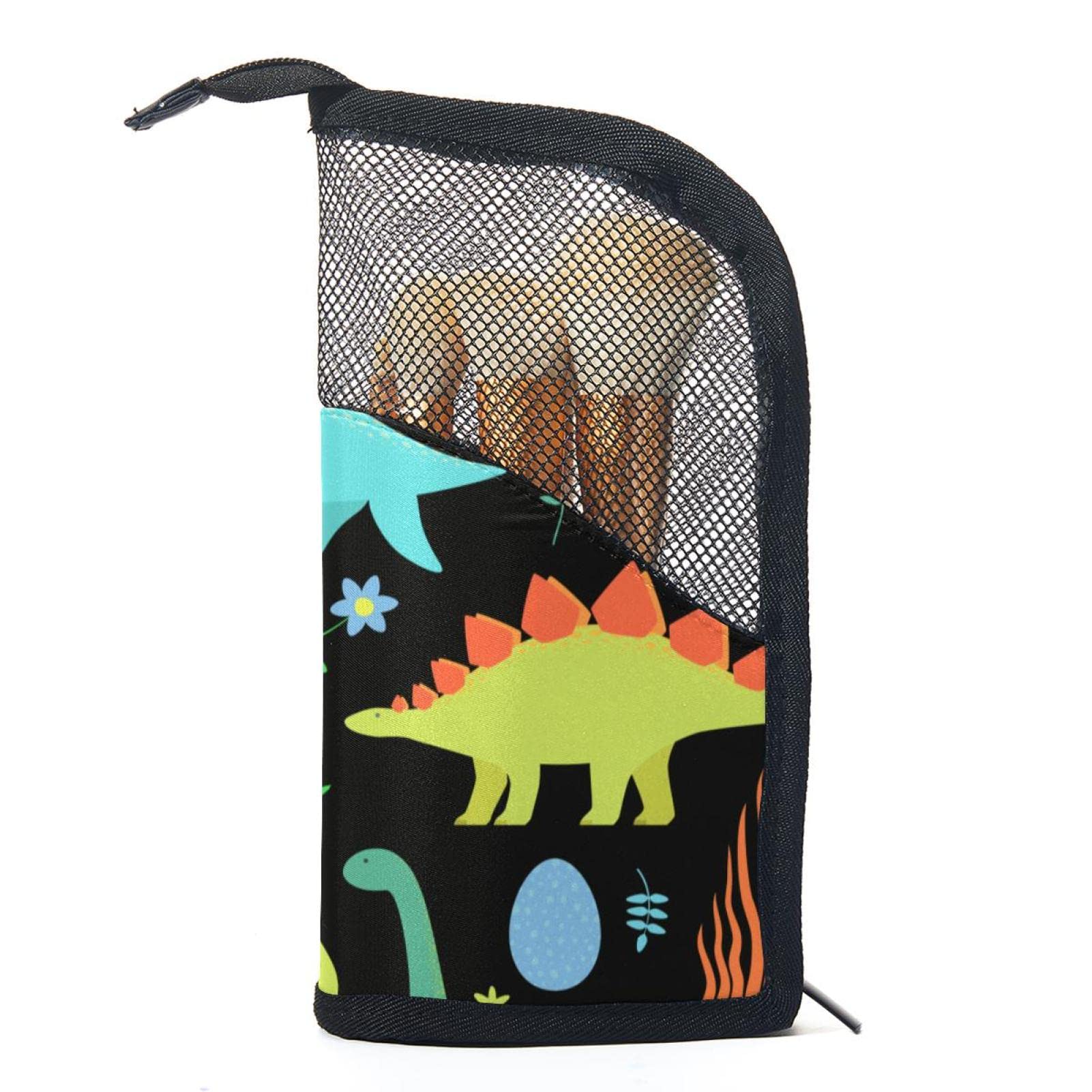 12 Pcs Makeup Brush Organizer Bag with Plant Cartoon Jungle Dinosaur Print - Portable Travel Makeup Brush Holder Case for Professional Makeup Artists & Beauty Enthusiasts - Perfect for Home, Travel & Salon Use