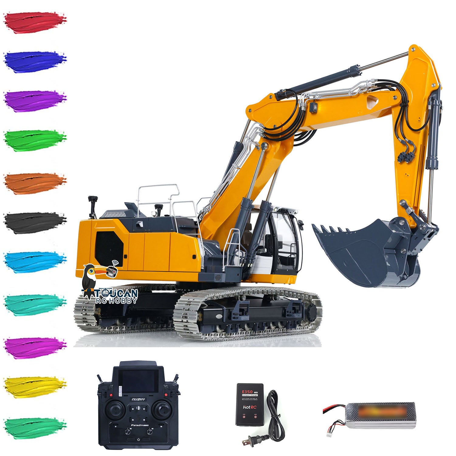 LESU 1/14 Scale 3-Section Arm Metal Hydraulic RC Excavator Toy - LR945 Radio Remote Control Construction Digger (PNP/RTR Options) for Kids & Adults - Perfect for Construction Play, Backyard Digging & RC Hobby Enthusiasts