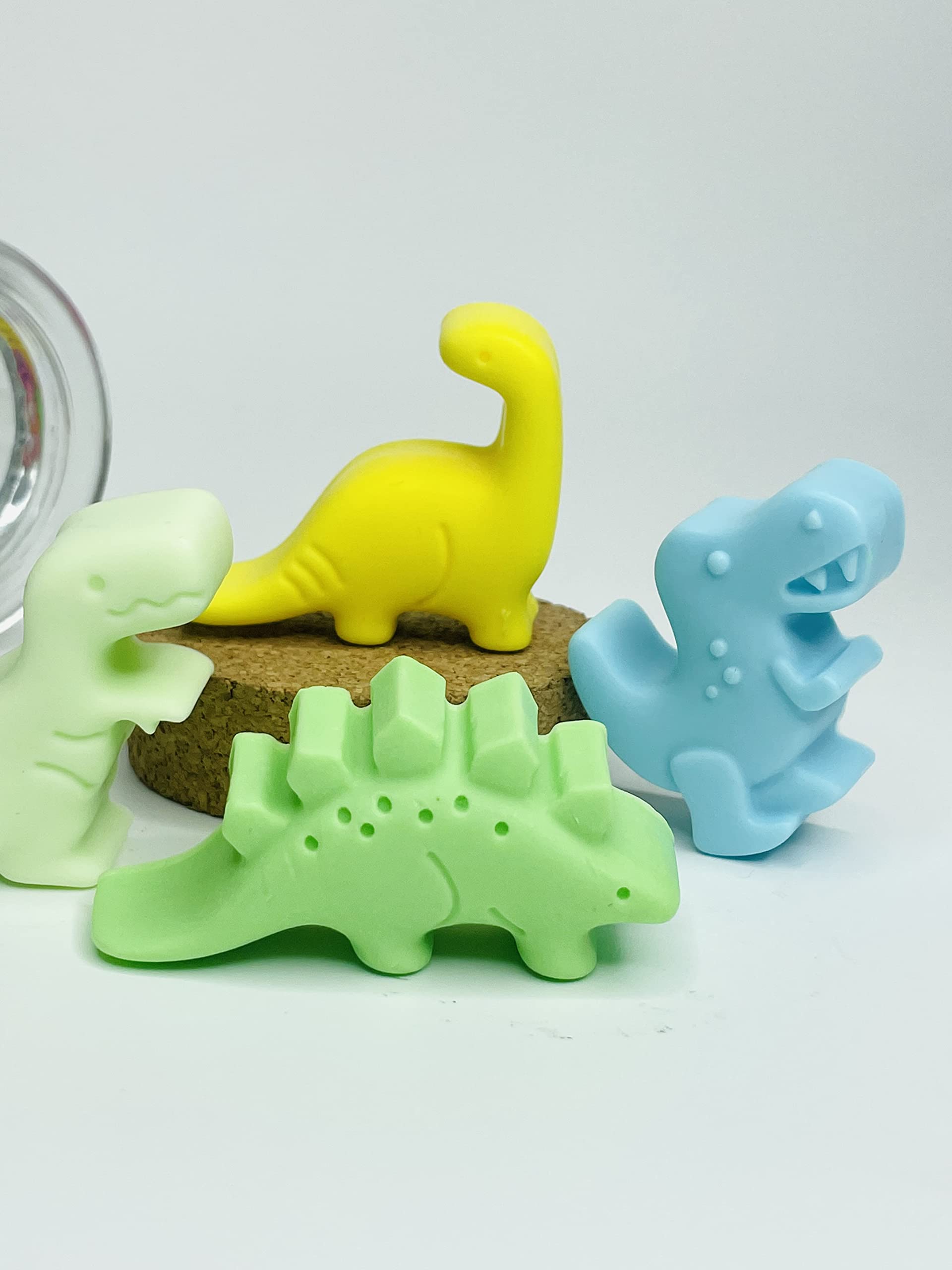 Yellow Petal Brand - Handmade Dinosaur Soap Bar with Lavender, Natural & Gentle for Baby Skin, Pack of 4 - Perfect for Kids Bath Time, Gift Sets & Sensitive Skin Care