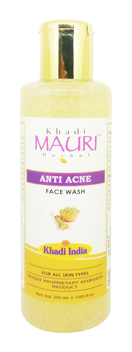 Khadi MAURI Anti Acne Face Wash for Clear Skin - 210ml Natural Ayurvedic Cleanser | Fights Breakouts & Blemishes | Pack of 1 | Perfect for Daily Skincare Routine & Acne-Prone Skin