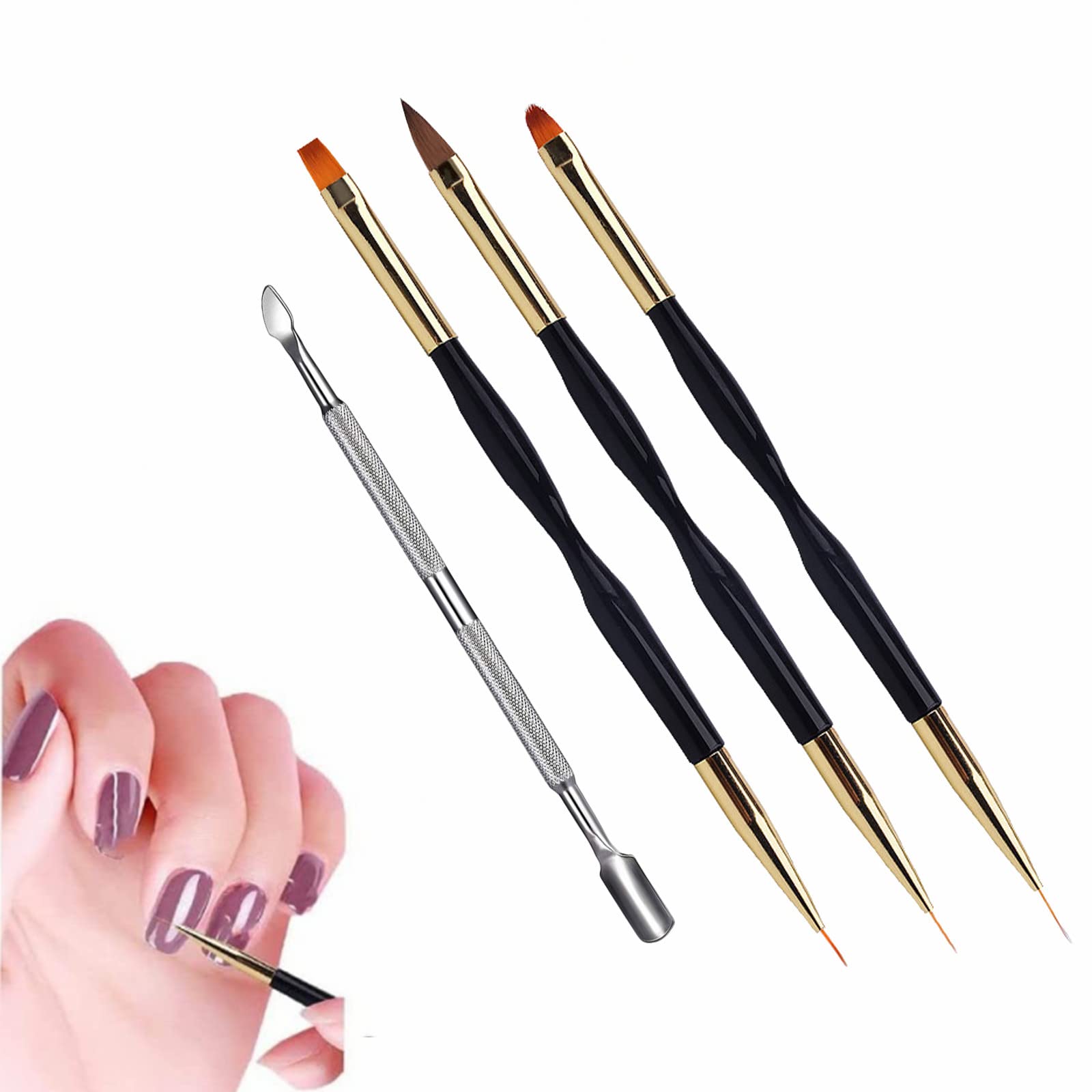 Professional Nail Art Brush Set - 3 Piece Nail Gel Brushes for DIY Manicure & Nail Art Designs | Perfect for Salon, Home Use & Nail Enthusiasts