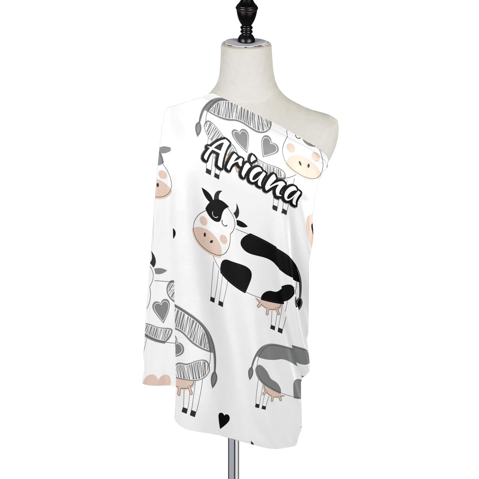 Custom Cute Cow Print Stretchy Baby Car Seat Canopy - Personalized Infant Stroller Cover & Multi-Use Nursing Cover for Shopping Carts - Perfect for Outings, Travel & Breastfeeding in Public