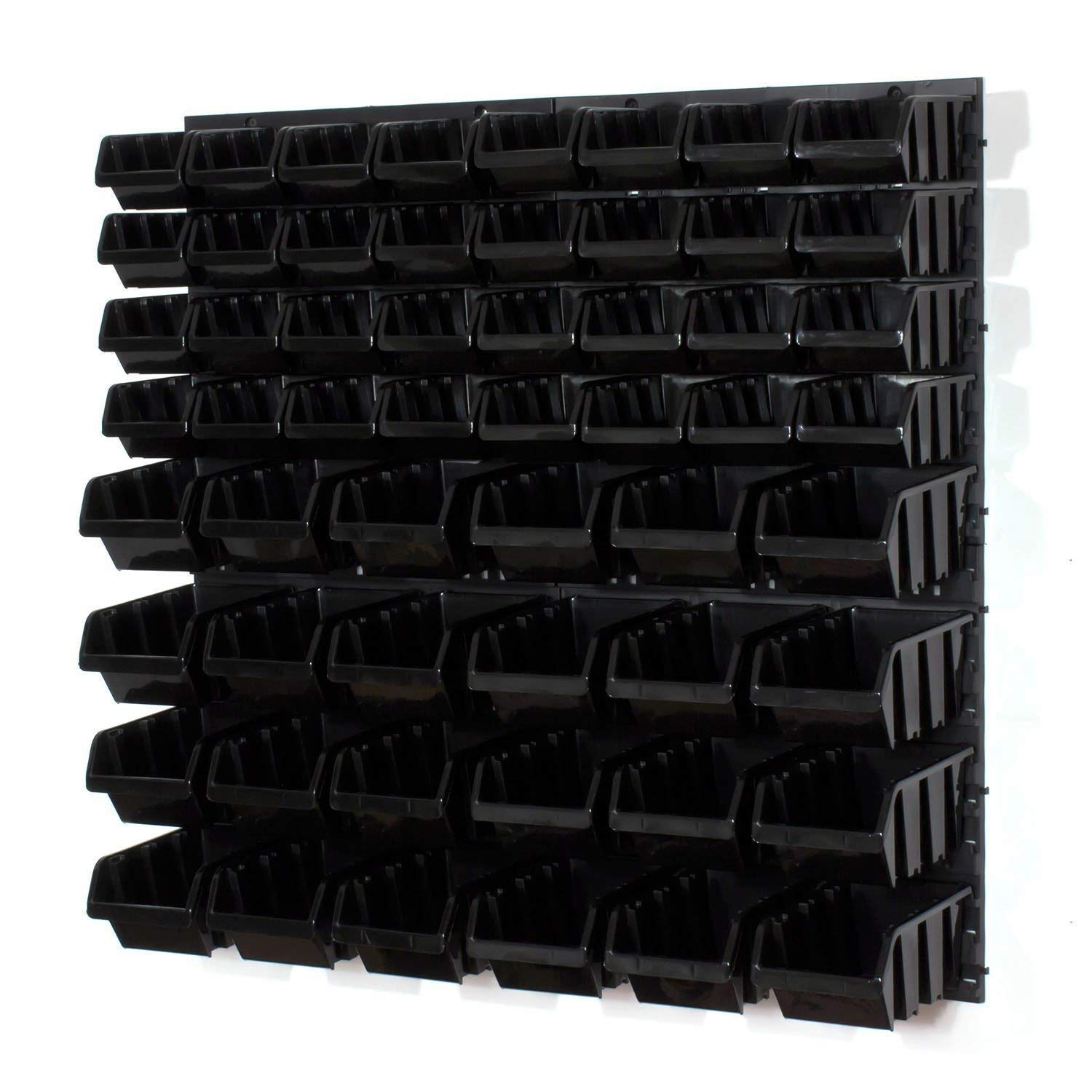 Prosperplast 32 Small & 24 Medium IN-Box Storage Bins with Wall Mounted Louvre Panel - Perfect for Garage Organization, Closet Storage & Home Decluttering