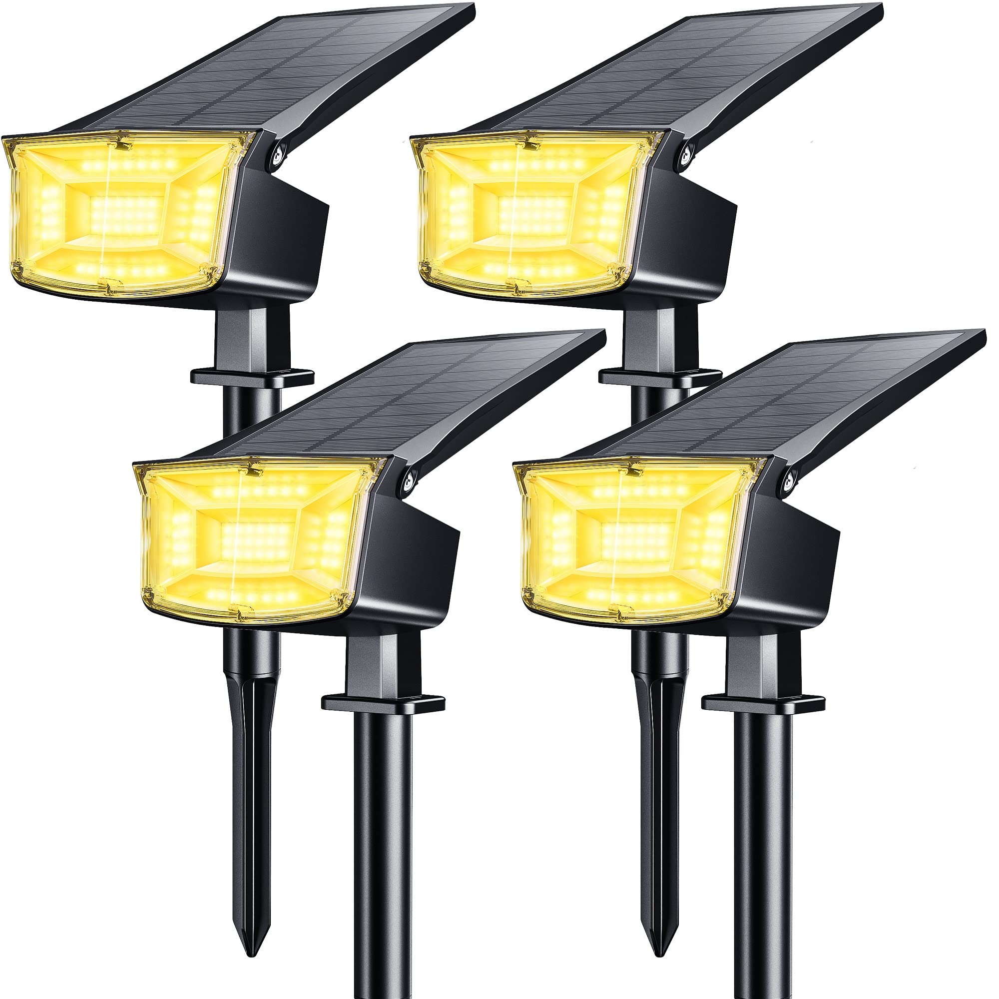 NFESOLAR 800 Lumen Solar Spot Lights Outdoor Waterproof - 48 LED 2-in-1 Solar Landscape Lights for Yard, Garden, Trees & Pathway (Warm White, 4 Pack) - Perfect for Patio, Driveway & Backyard Decor