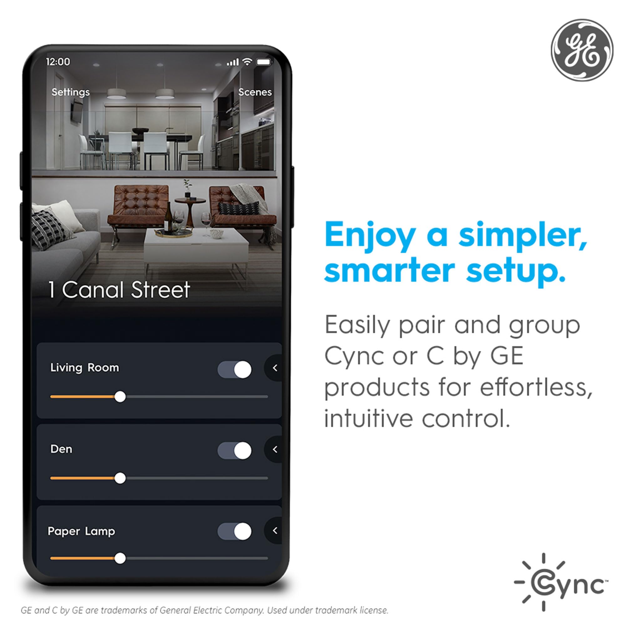 GE CYNC Smart Dimmer Light Switch - Wireless Bluetooth Control, Adjustable White Tones, Battery Powered (1 Pack) - Perfect for Smart Homes, Bedrooms & Living Rooms