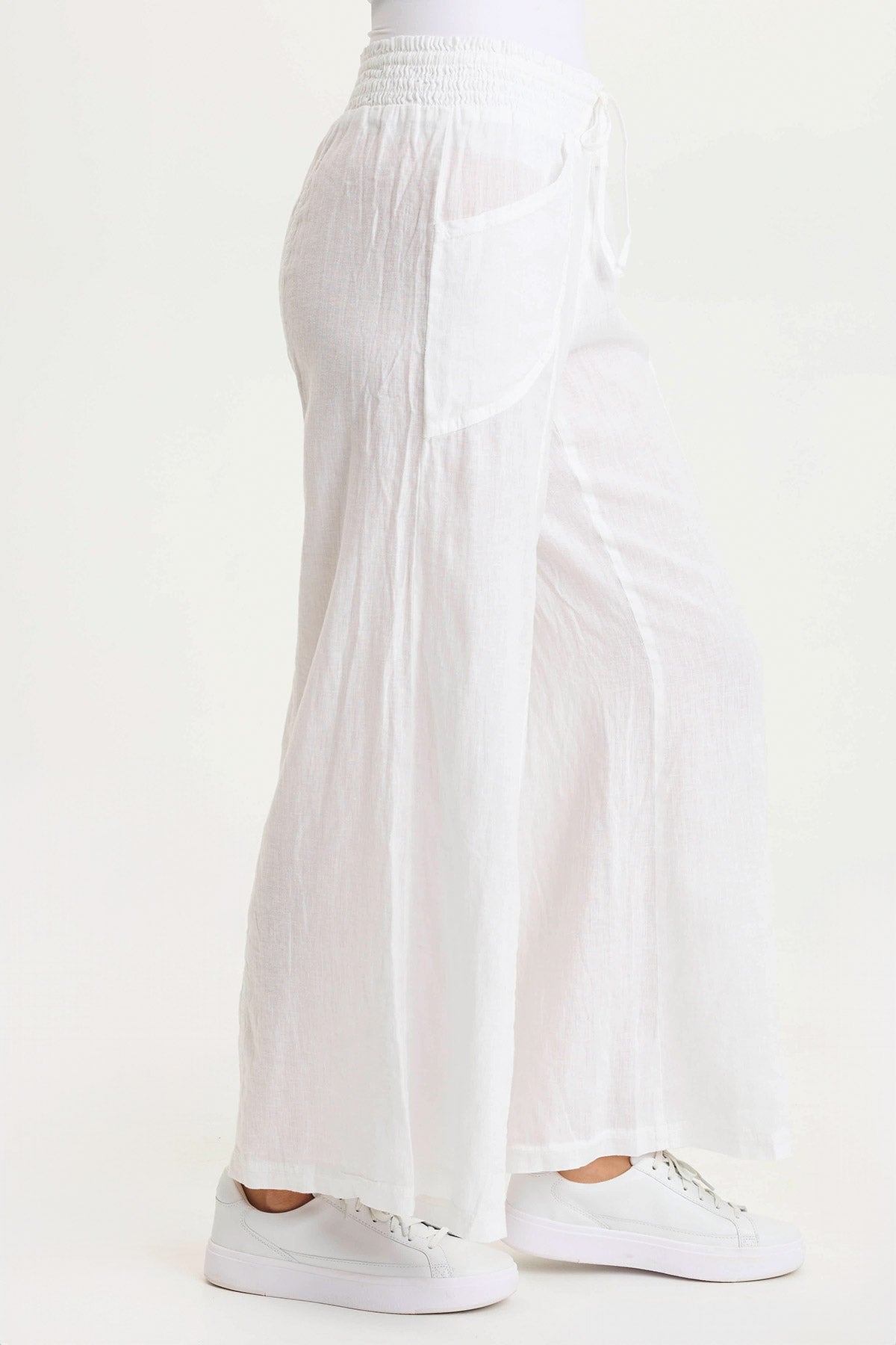 Pia Paper Bag Waist Linen Wide Leg Pants - Women's High Waisted Linen Trousers for Summer & Casual Wear | Perfect for Office, Beach & Everyday Outfits