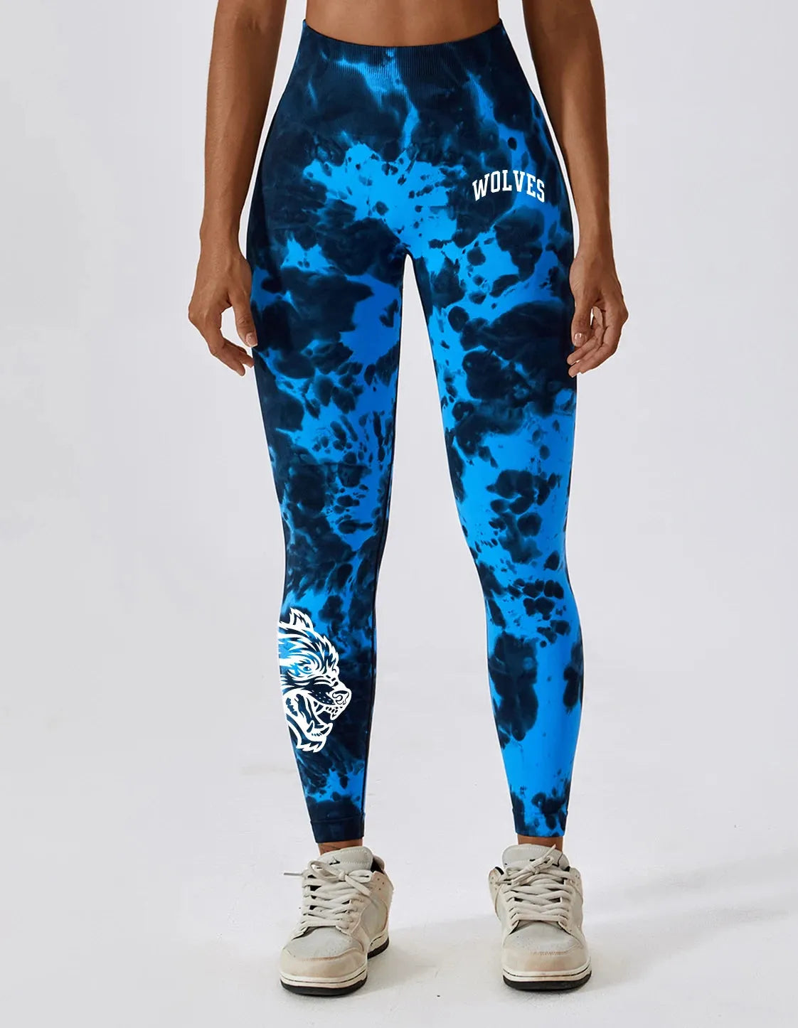 Darc Women's Seamless Gym Leggings - High Waist Elastic Workout Tights for Women, Breathable Summer Yoga Pants with Wolf Print Design - Perfect for Fitness, Running & Lounge Wear