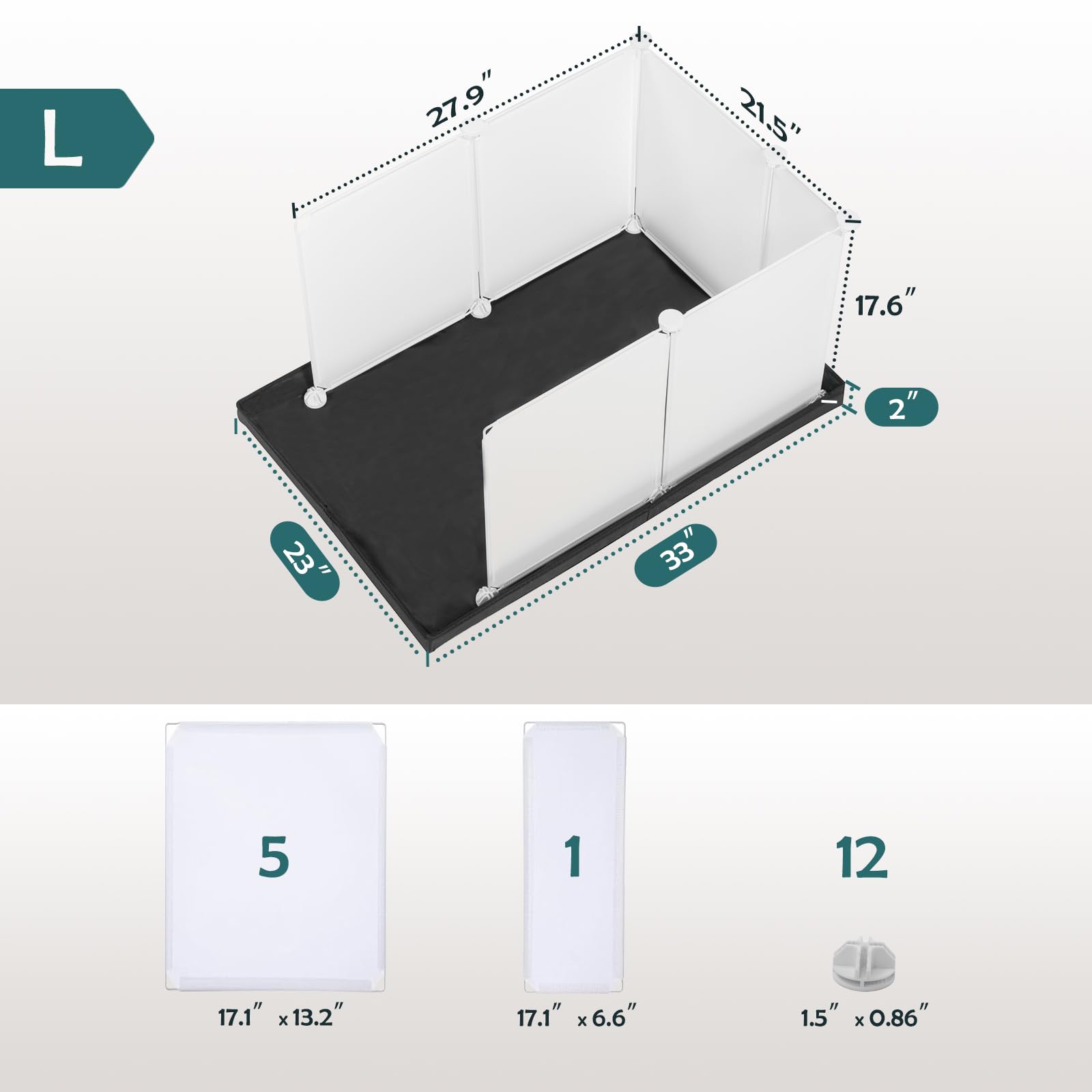 Large Foldable Dog Pee Pad Holder & Cat Litter Box Enclosure - 33''x23'' Splash Guard with High Walls | Indoor Pet Potty Training Solution for Dogs & Cats | Perfect for Apartments, Puppy Training & Senior Pets