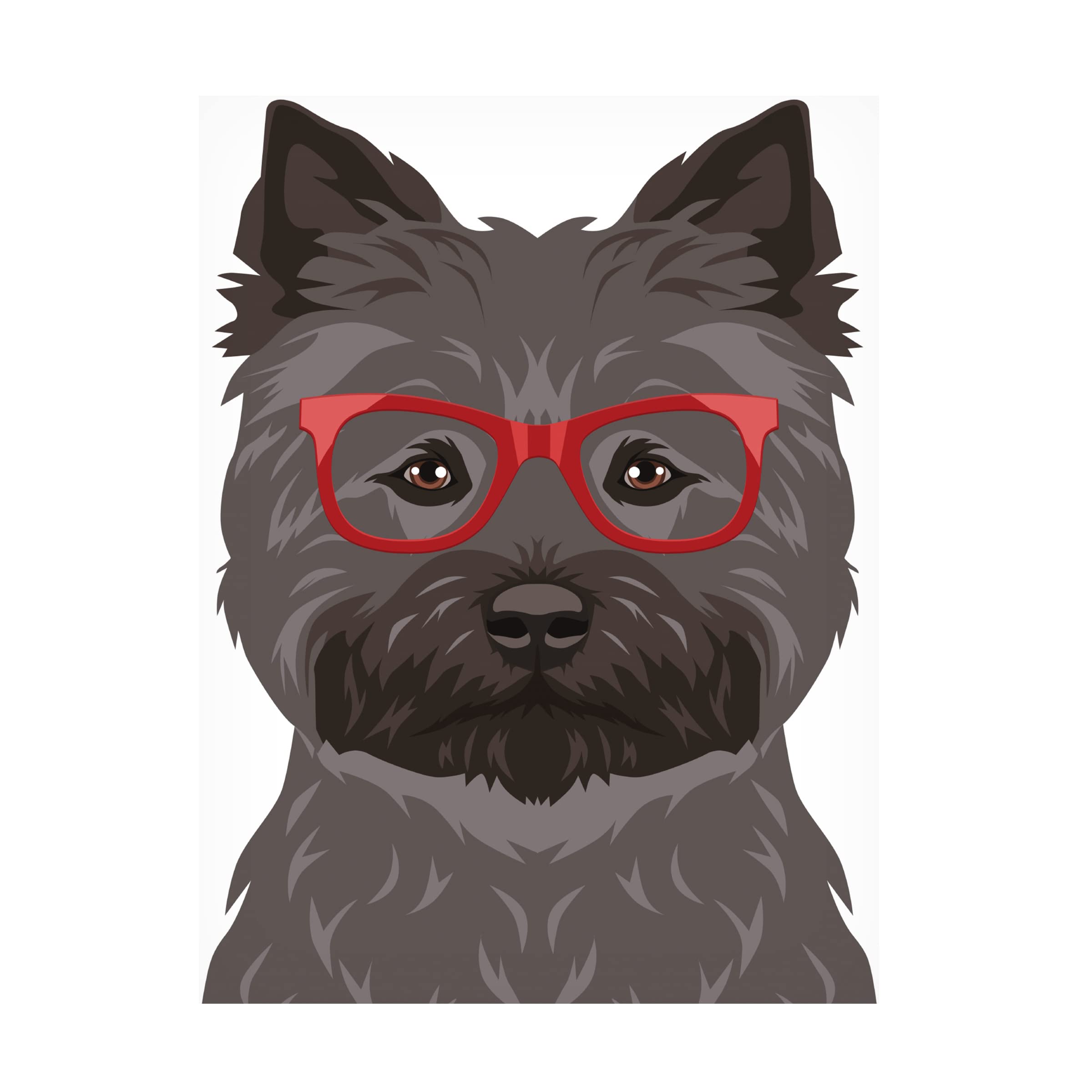 Trademark Fine Art 'Cairn Terrier Wearing Hipster Glasses 2' Canvas Wall Art Print by Furbaby Affiliates - Perfect for Living Room, Bedroom & Office Decor
