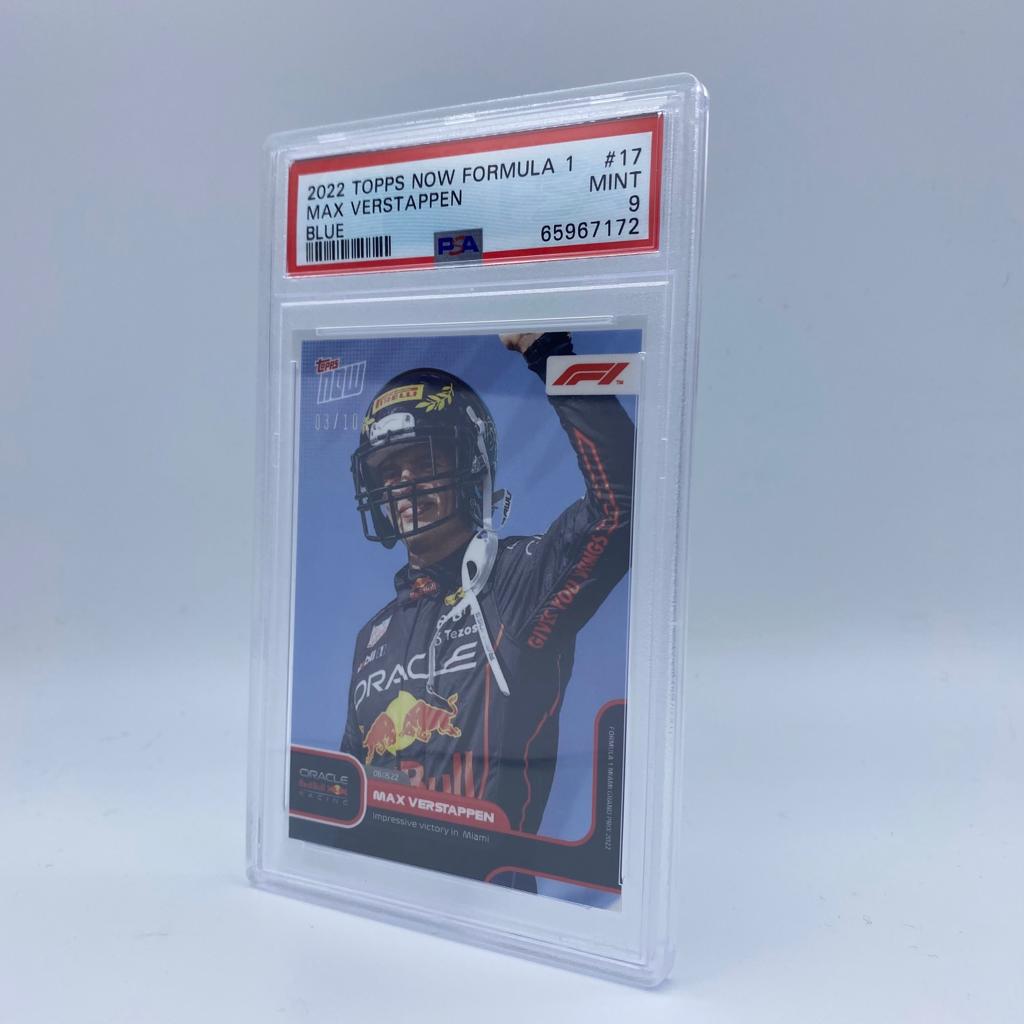 PSA 9 Graded 2003/10 Max Verstappen #17 Racing Card - Miami Grand Prix Victory - Blue Parallel - Collectible Sports Memorabilia for F1 Fans & Card Collectors
