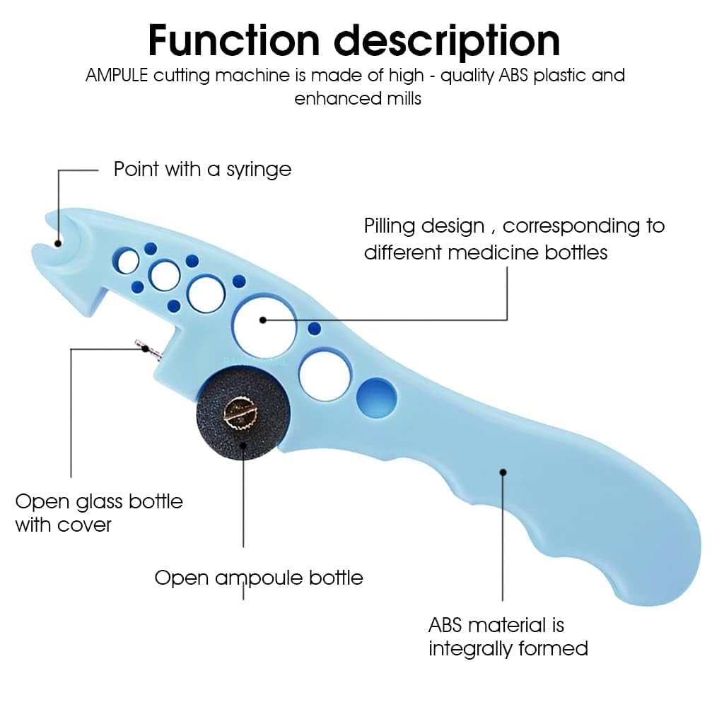VOLDOT Ampule Breaker - 5 Replaceable Grinding Wheels for Safe & Easy Ampoule Opening | Home & Medical Use | Multi-Color (1pc) | Perfect for Pharmacy, Lab & First Aid Kits