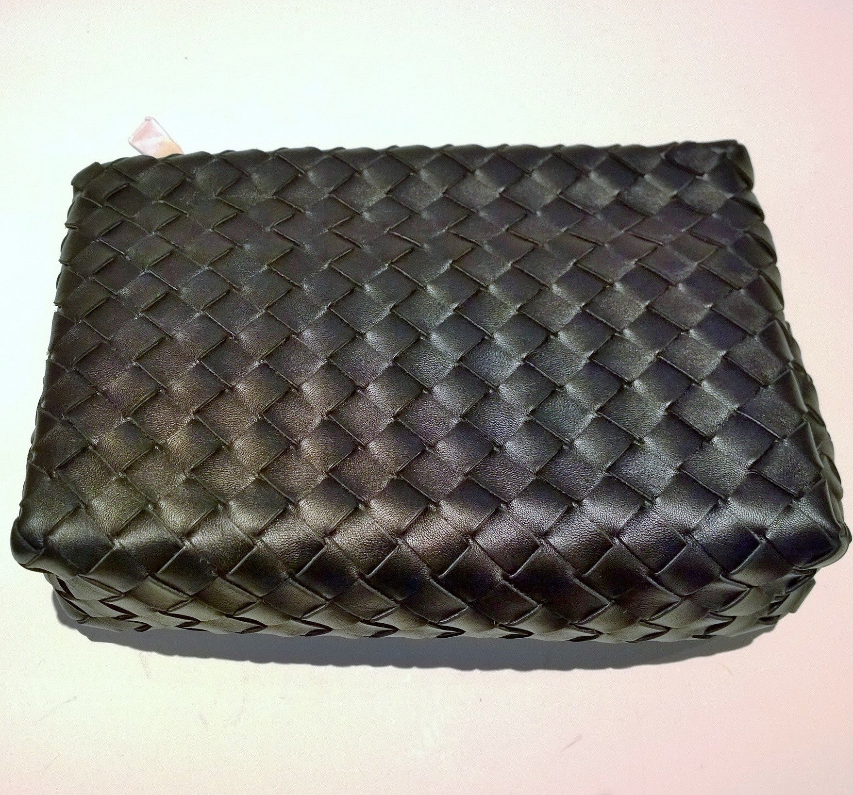 Bottega Veneta Black Leather Intrecciato Woven Clutch Pouch Prism - Luxury Designer Handbag for Women, Evening Parties & Special Occasions