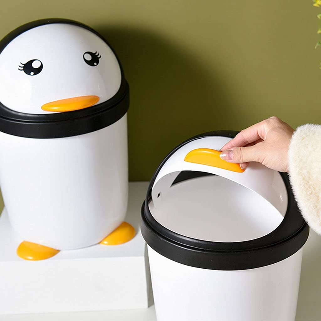 Cute Penguin Shaped Trash Can - 13 Gallon Large Capacity Indoor Garbage Bin for Kitchen, Bathroom, Living Room & Bedroom | Flip Top Lid, Odor Control, Space Saving Design | Perfect Home & Office Waste Storage Solution