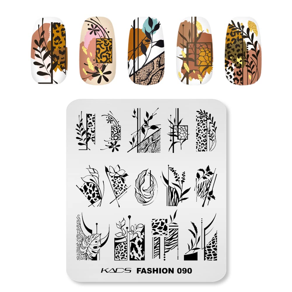 KADS Nail Stamping Plate - Fashion 090 Nail Art Design Template for DIY Manicure | Professional Nail Stamping Kit for Salon & Home Use | Perfect for Parties, Weddings & Special Occasions