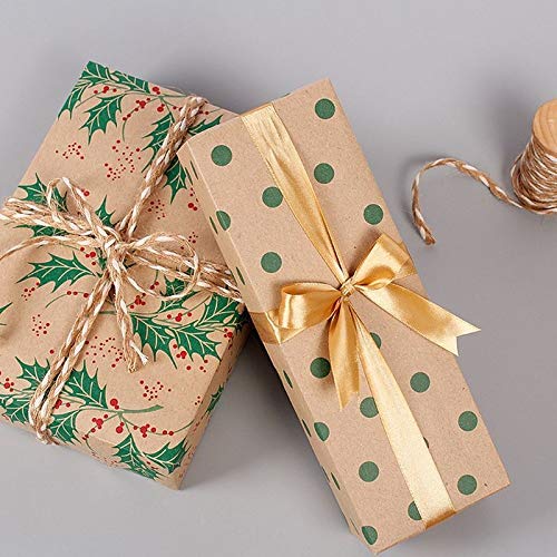 DUOER 5-Piece Christmas Wrapping Paper Roll Set - Eco-Friendly Kraft Gift Wrapping Paper with Matching Gift Bags - Perfect for Holiday Presents, Birthday Gifts & Party Decorations