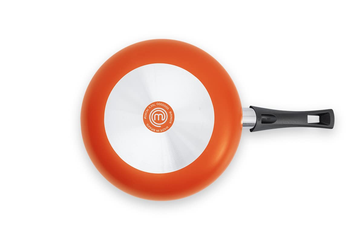 Masterchef 3.55L (28cm) Orange Non-Stick Wok Pan with Lid - Professional Stir Fry, Sauté & Deep Frying - Perfect for Asian Cooking, Home Chefs & Restaurant Use
